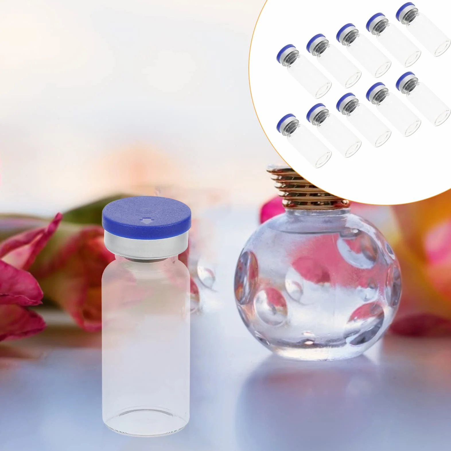 Scicalife 100 Botellas De Vidrio Transparentes 10 Ml Con Tapas Herméticas Para Laboratorio Esterilizadas Almacenamiento Muestras Líquidas Polvos Liofilizados