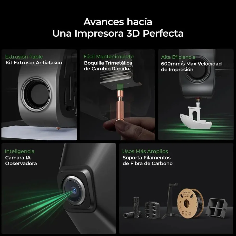 Creality K1C Impresora 3D de 600mm/s Alta Velocidad impresión con cámara AI, Actualización K1,Nivelación Automática y Continuar Imprimiendo Automáticamente,220x220x250mm