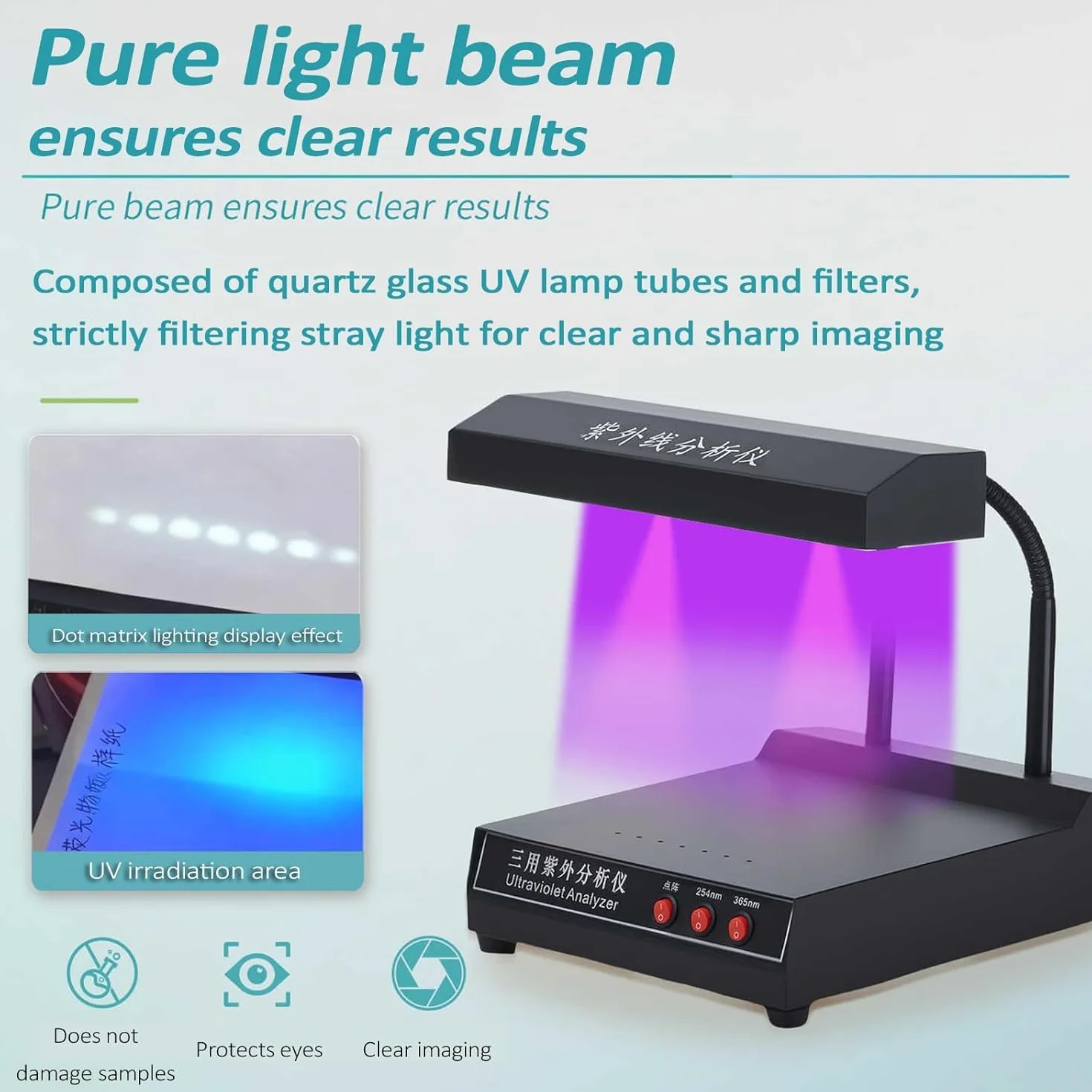 Analizador Ultravioleta, Lámparas UV De 254 Nm/365 Nm, Con Luces De Matriz De Puntos, Tubos UV De Vidrio De Cuarzo Y Filtros, Para Investigación Científica, Industria Textil E Industria Química