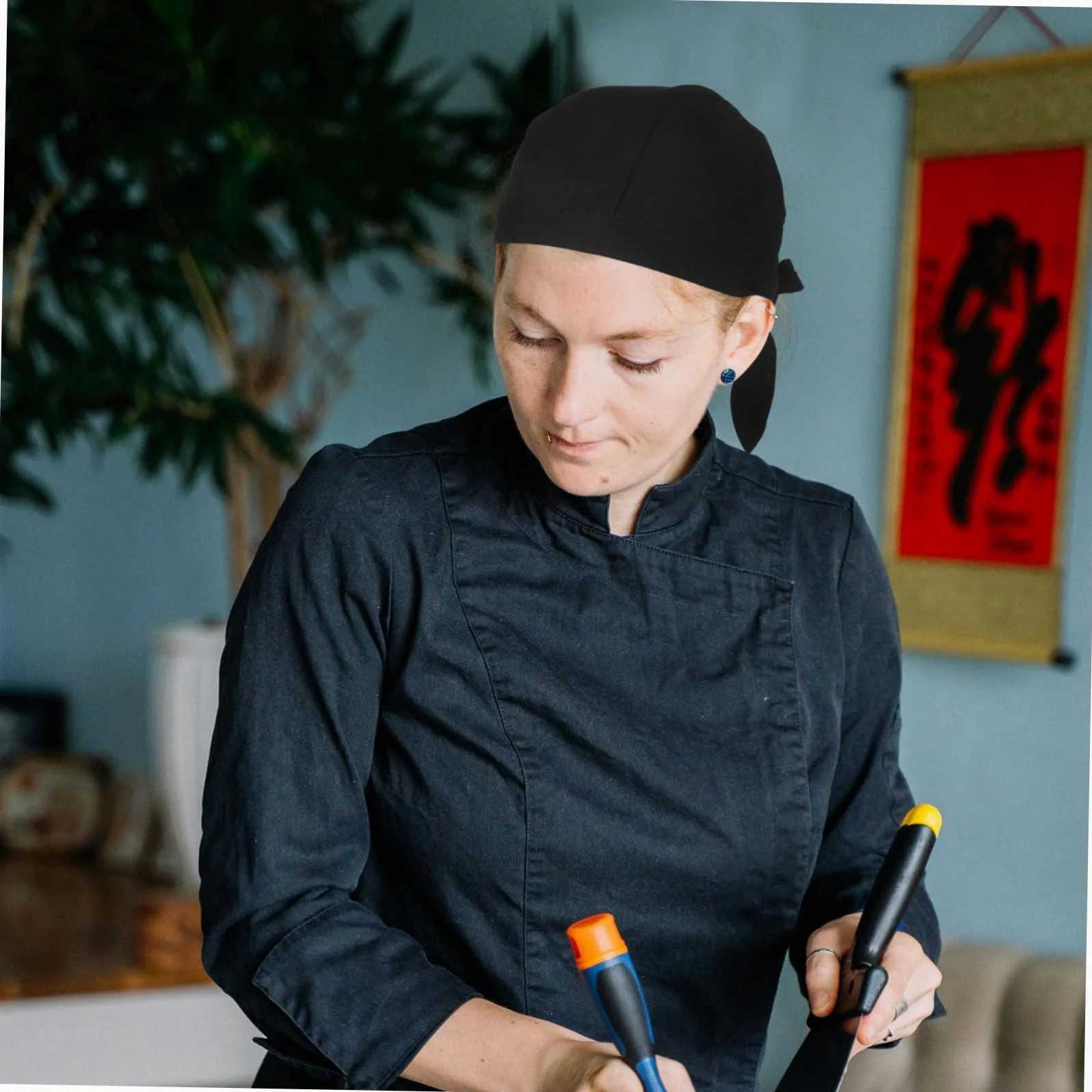 Beavorty Gorros De Chef De Algodón Unisex, Cómodo y Ligero, 6 Unidades, Color Negro, para Restaurantes, Panaderías y Barbacoas, Diseño Clásico y Duradero