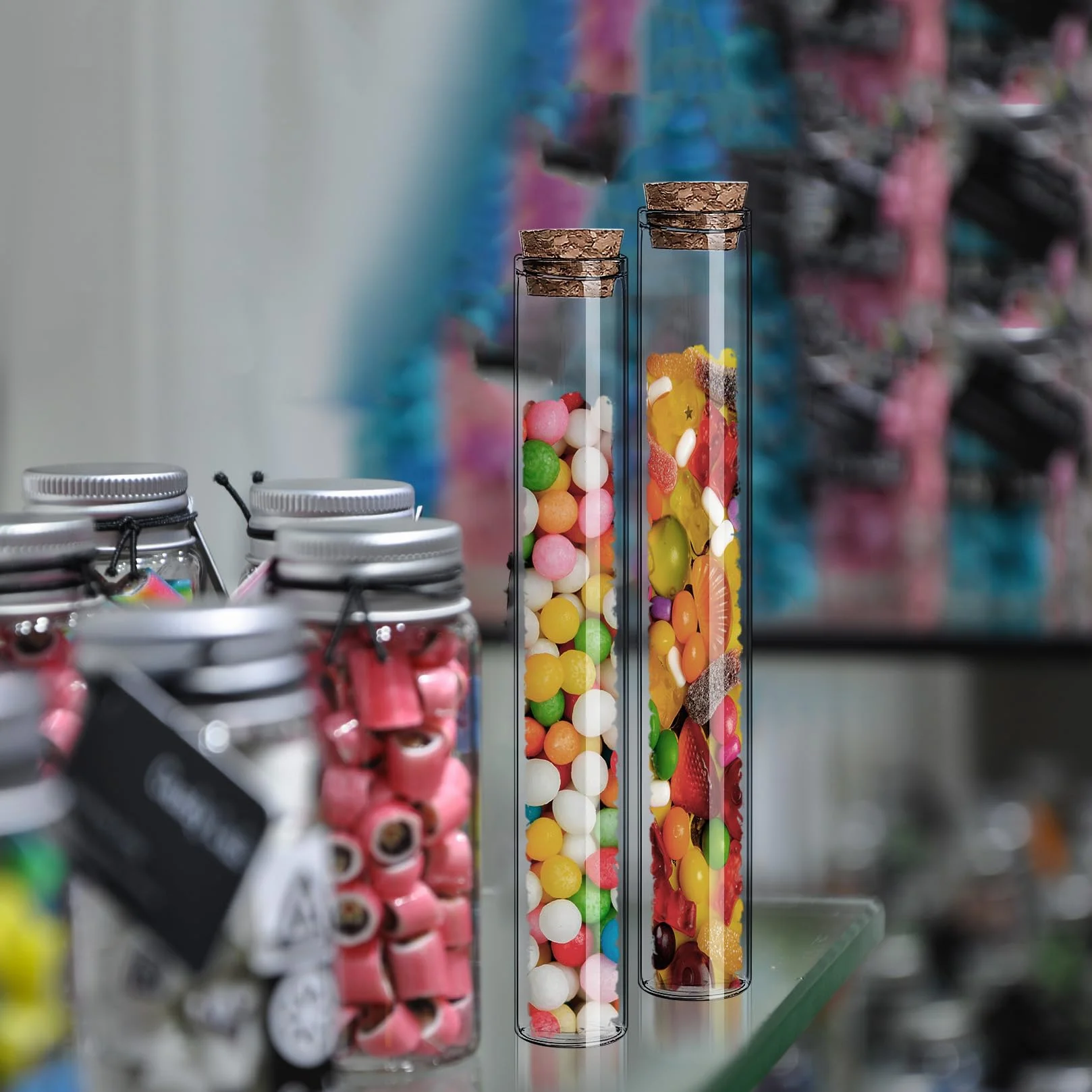 Tubos de Ensayo de Vidrio Transparente 11 Pzs 40 ml con Corcho y Tapones para Decoracion DIY