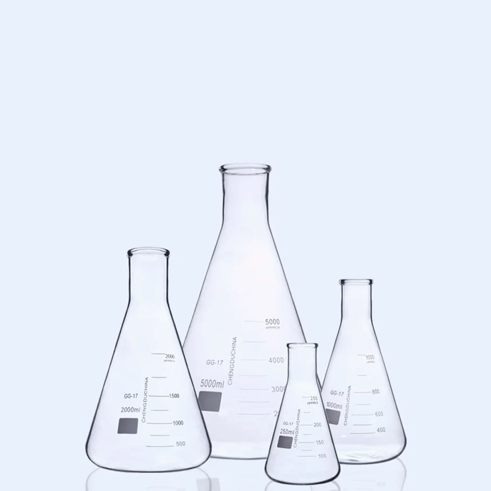 Frasco graduado de vidrio de boca ancha y estrecha, 50 100 250 500 1000ml, cristalería de laboratorio, experiencia química, GG-17(2000ml Small Port)