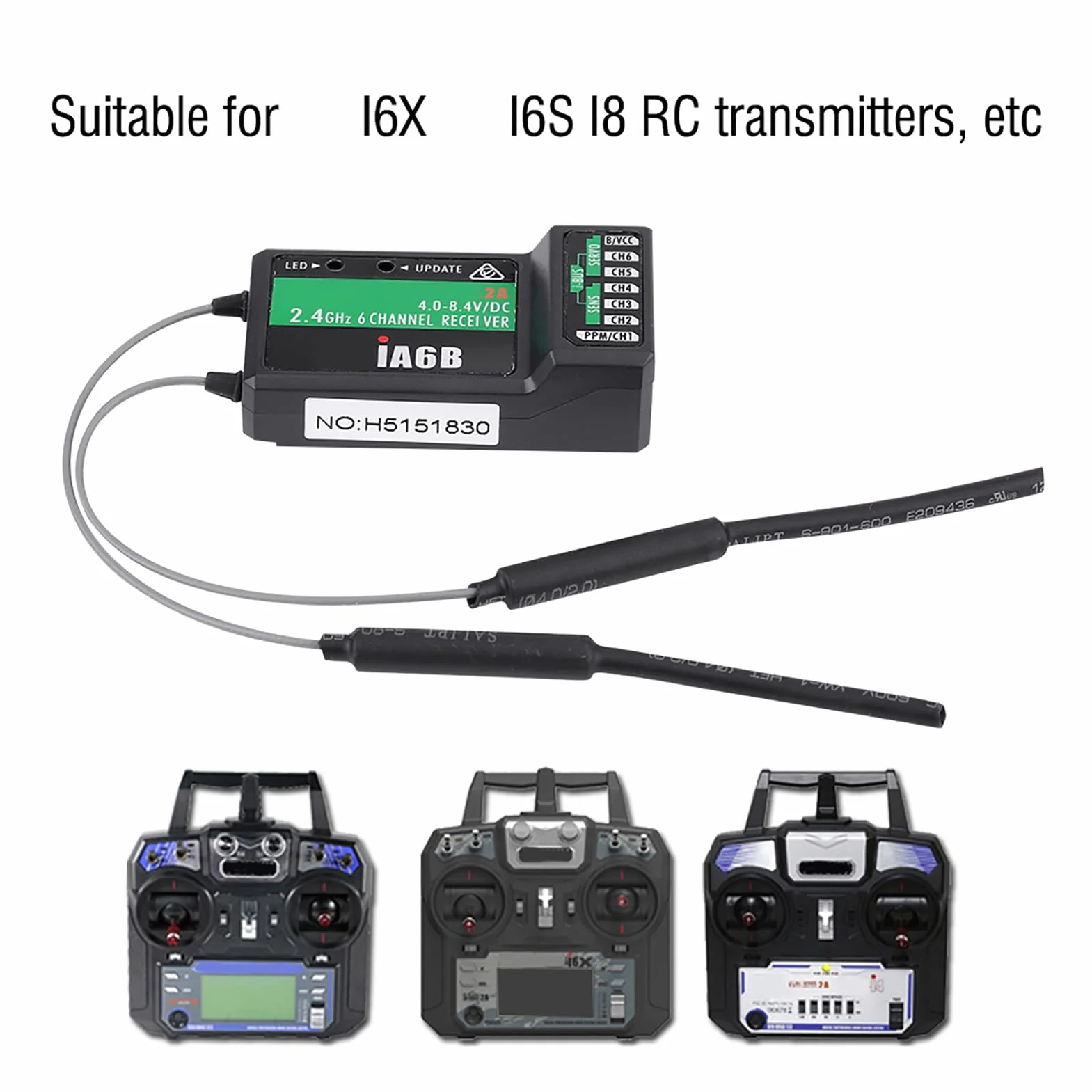 Flysky FS‑IA6B IA6B 2,4 GHz 6CH RC Receptor PPM para FS‑I6X FS‑I6S I8