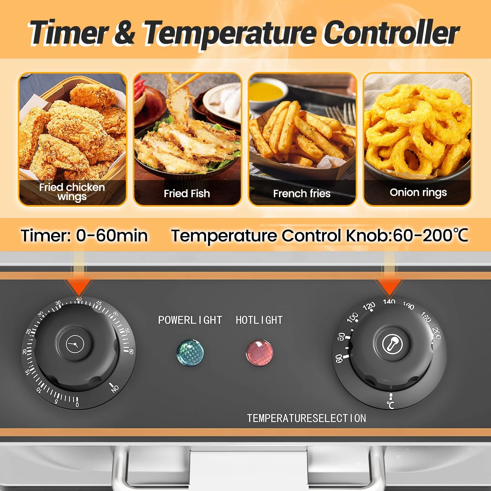 Freidora Eléctrica Profesional 6L, Freidora eléctrica comercial de acero inoxidable con grifo, freidora de aceite, Temperatura ajustable 60-200 °C, 3000W