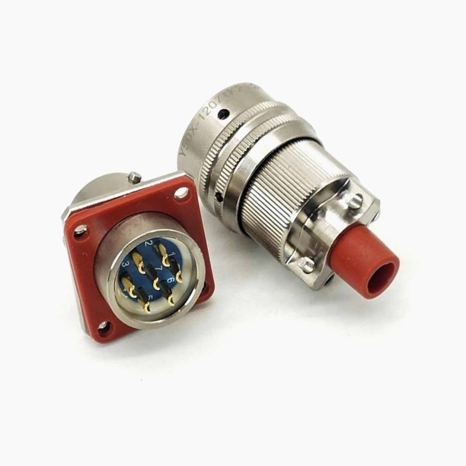 Conectores circulares eléctricos Y50X-1207TK2, conector hembra y conector macho Y50X-1207ZJ10, cable de acoplamiento de bayoneta recto de 7 pines.