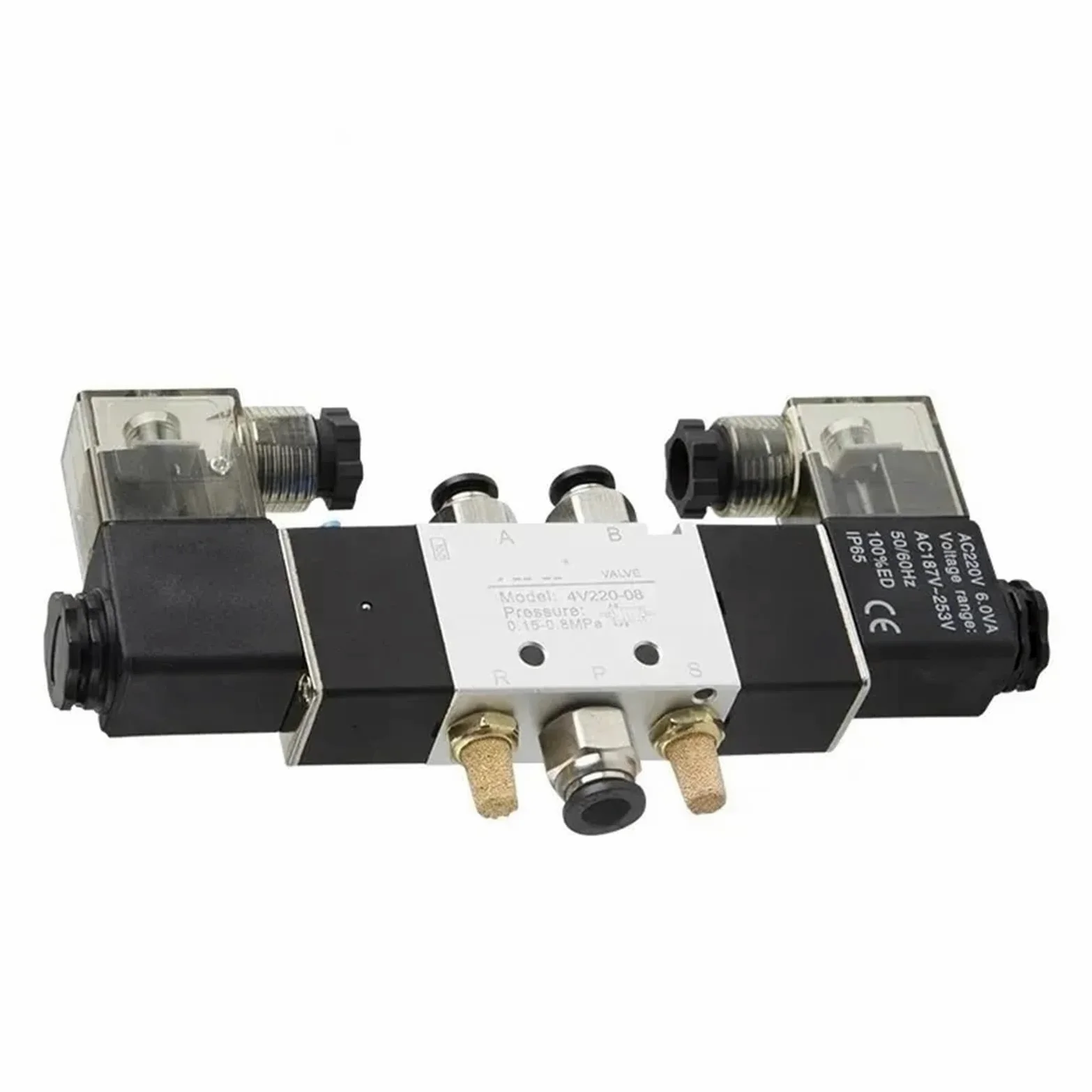 4V120-06 4V420-15 4V320-10 Electroválvula neumática de 5 vías 2 posiciones 1/4" Interior de aleación de aluminio DC12V DC24V AC110V AC220V