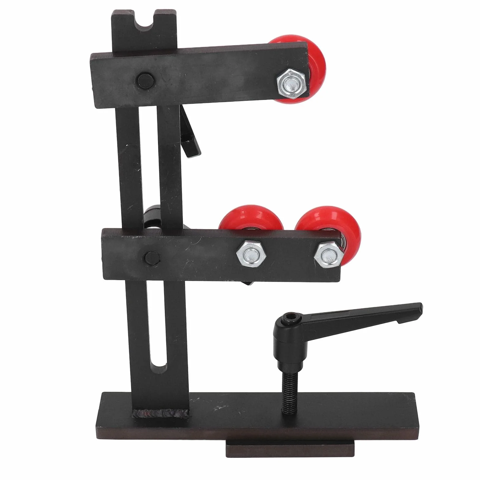 Fockety Torno de Madera luneta, en Forma de L de carpintería luneta con 3 Ruedas de fijación de Metal, Madera Torno de Herramientas de carpintería Centro de Marco de Hierro Fundido de herr