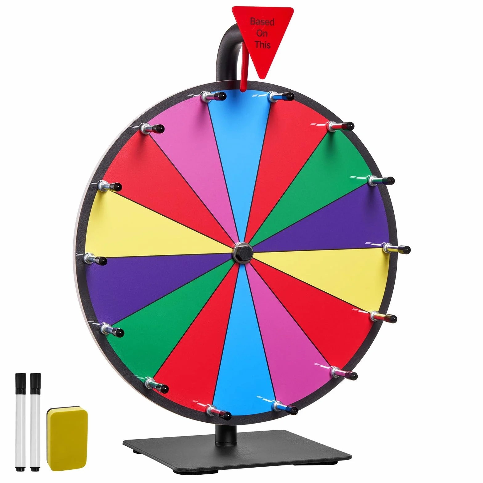 VEVOR Rueda de la Fortuna 14 Ranuras con Soporte Juegos de Lotería Ruleta Ganadora 300 x 160 x 390 mm