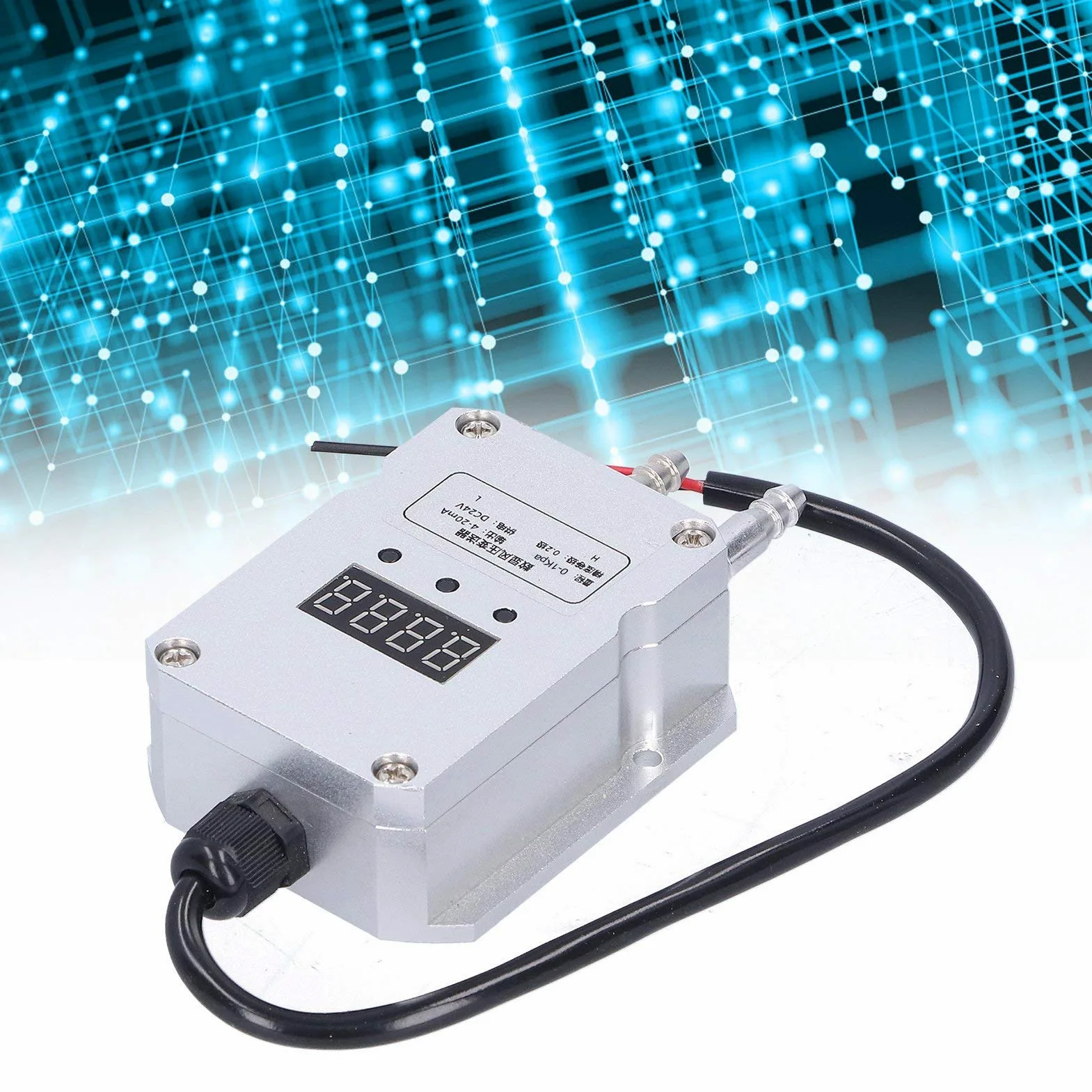 Transmisor de Presión de Viento Sensor de Pantalla Digital de Precisión para Suministro de Aire de Caldera y Control de Presión, Aleación de Aluminio Plateado (0-1Kpa)