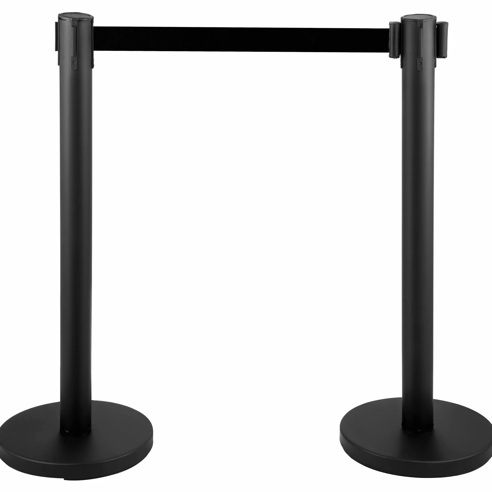 VEVOR Postes Separadores 8 piezas Altura 90 cm Negros Poste Separador con Cinta Extensible de 2 m Diámetro de Base 32 cm Postes de Barrera de Control de Multitudes Retráctiles (8 pcs, Negro)