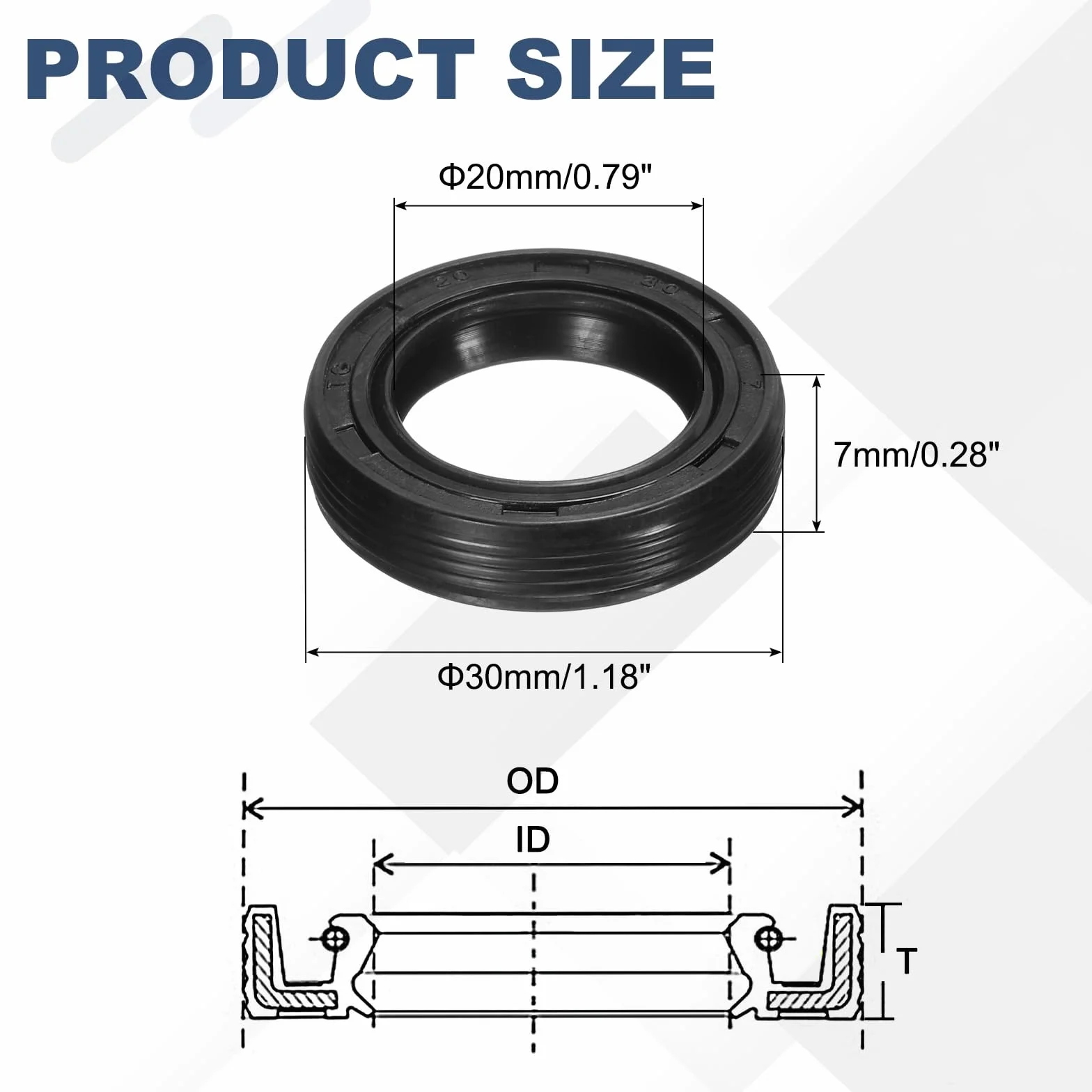 QUARKZMAN Retenes 20x30x7mm TC Nitrilo Doble Labio Kit Eje Cojinete Mecánico Automotriz Negro
