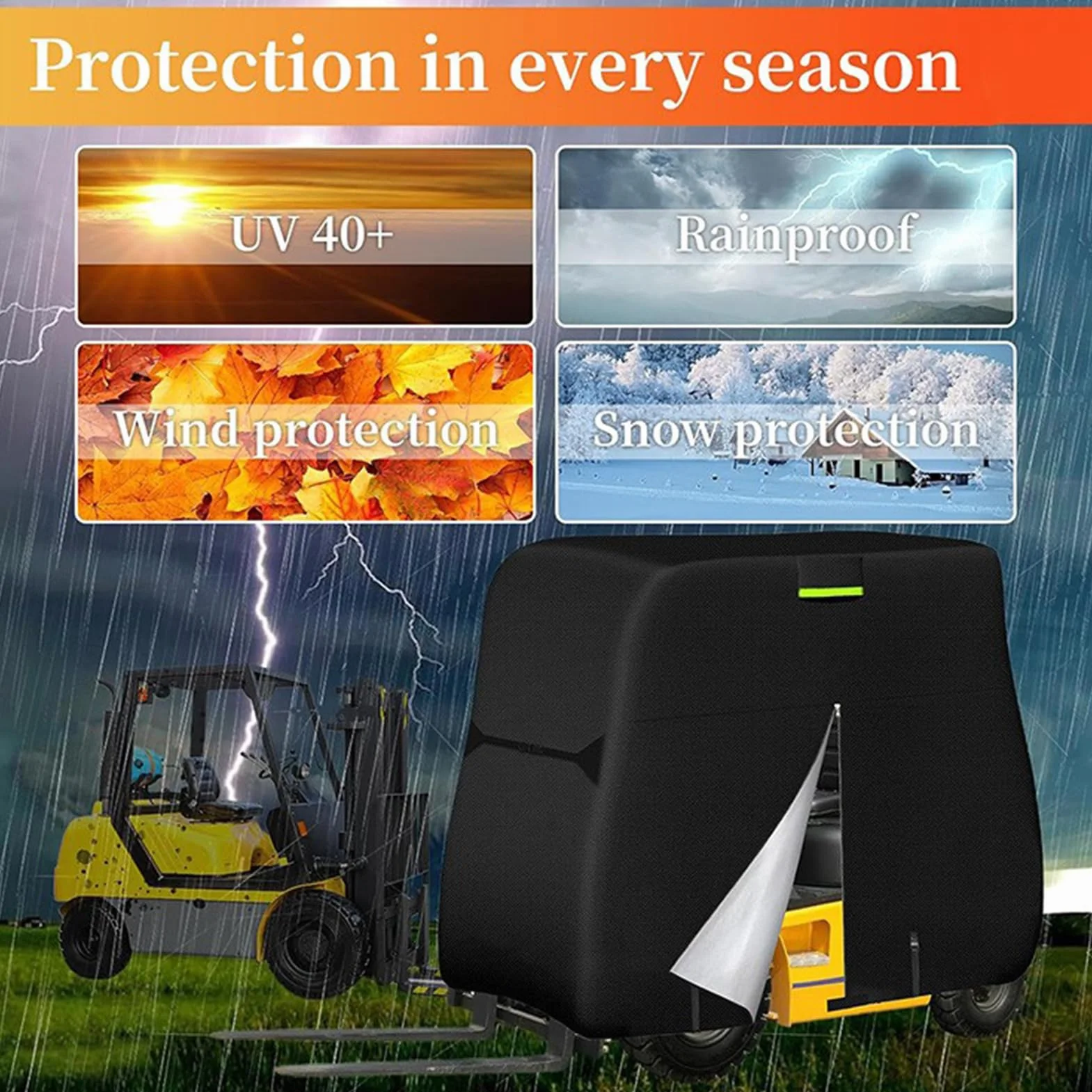 Cubierta para Carretilla Elevadora, Funda para Carretilla Elevadora Impermeable, Funda de Protección para Carretillas Elevadoras (100 x 45 x 80 inch)