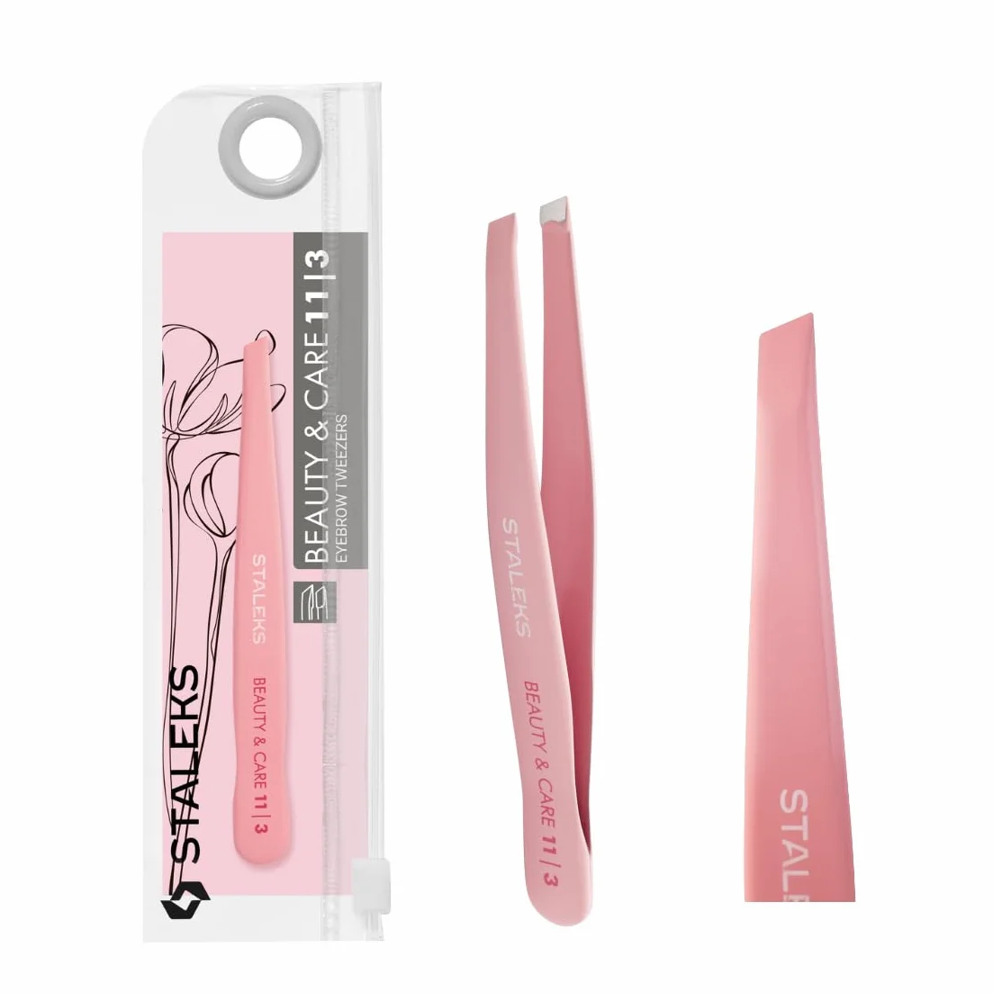 STALEKS PRO Pinza para cejas precisa, acero inoxidable