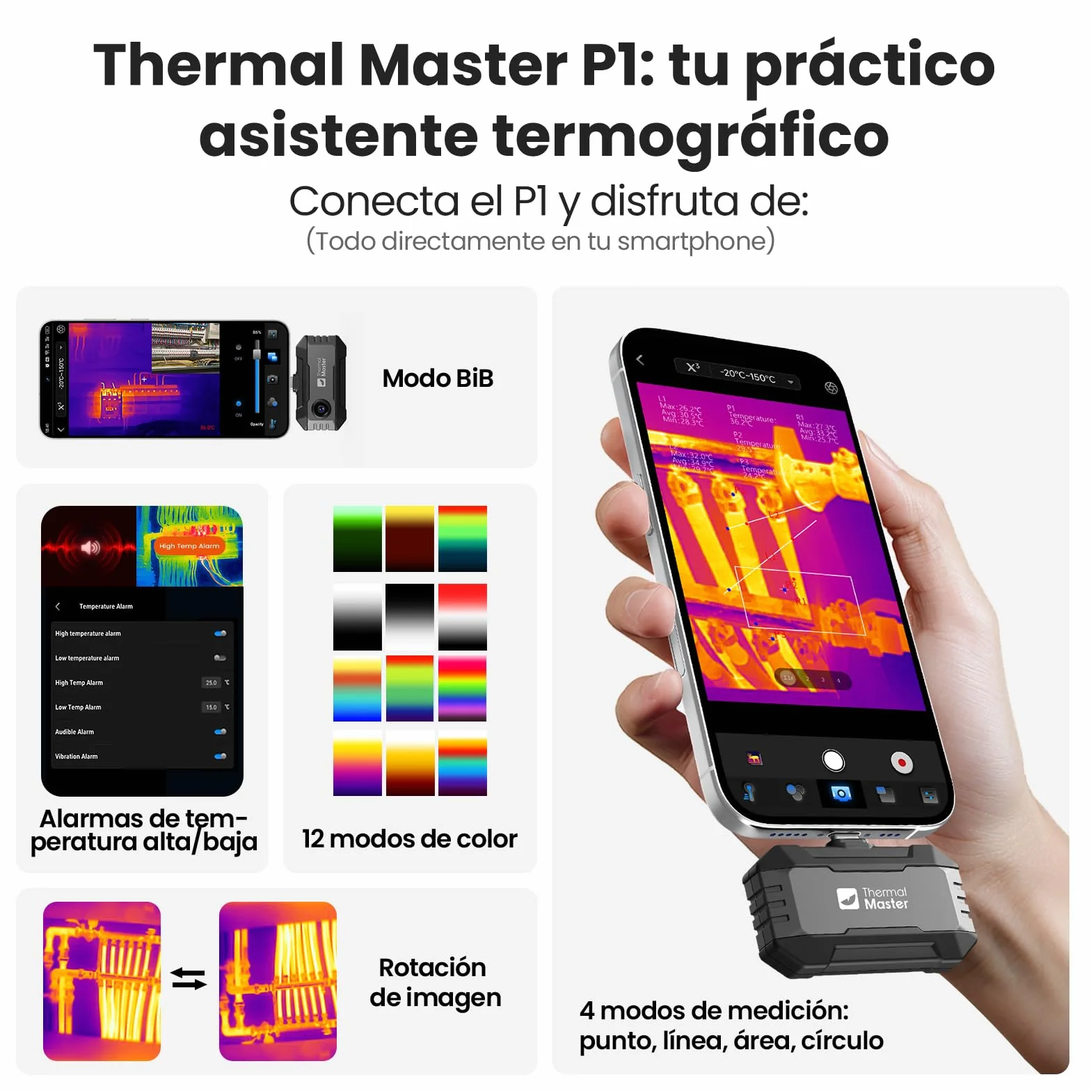 Thermal Master P1 Cámara Térmica 320x240 X³ Super IR Resolución -20°C a 600°C 15x Zoom 25Hz