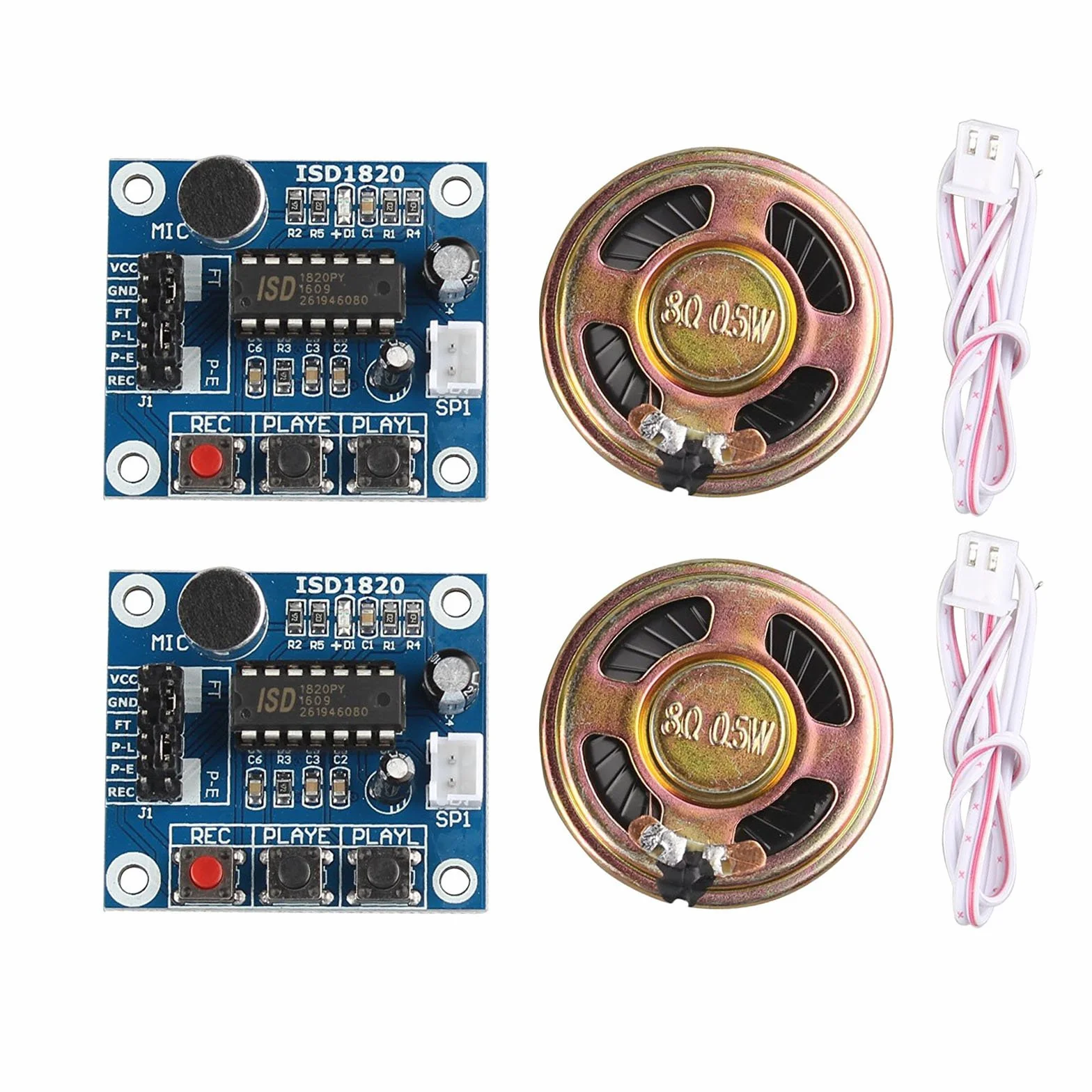 2 Piezas ISD1820 Sonido de Voz grabación y reproducción modulo para Arduino con Micrófono