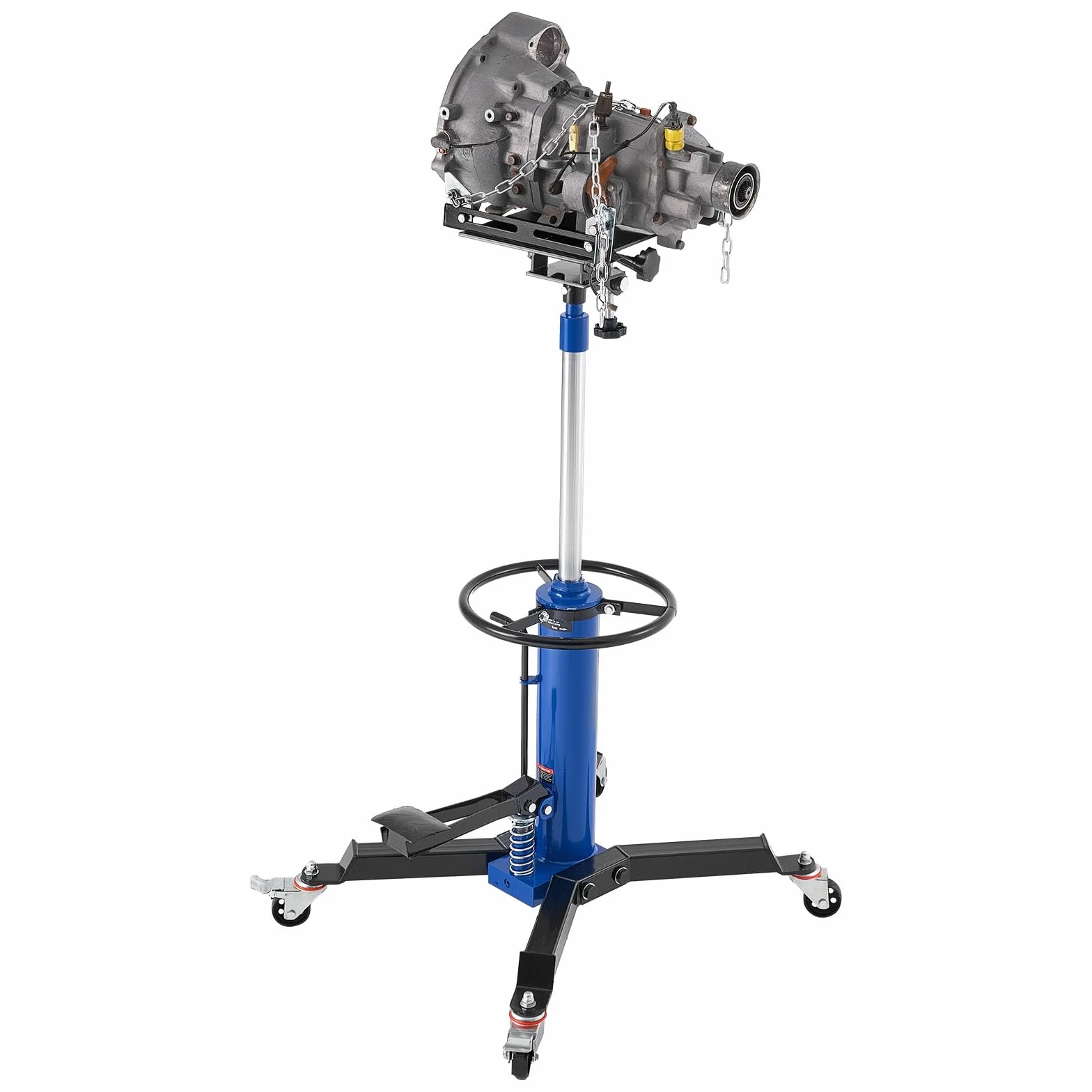 VEVOR Gato Hidráulico de Transmisión para Taller, con Capacidad de Elevación de 750 kg, con Pedal y Rueda Giratoria de 360°, Altura de Elevación de 88-176 cm, para Taller/Garaje, Azul y Negro