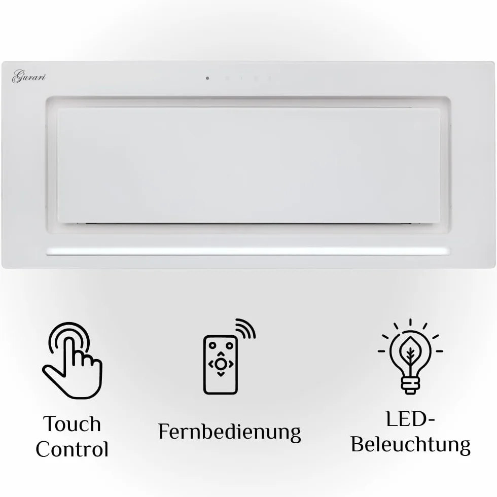 Campana extractora GURARI GCH E 217 WH 70 Prime N, 70 cm, cristal blanco, 1000 m³/h