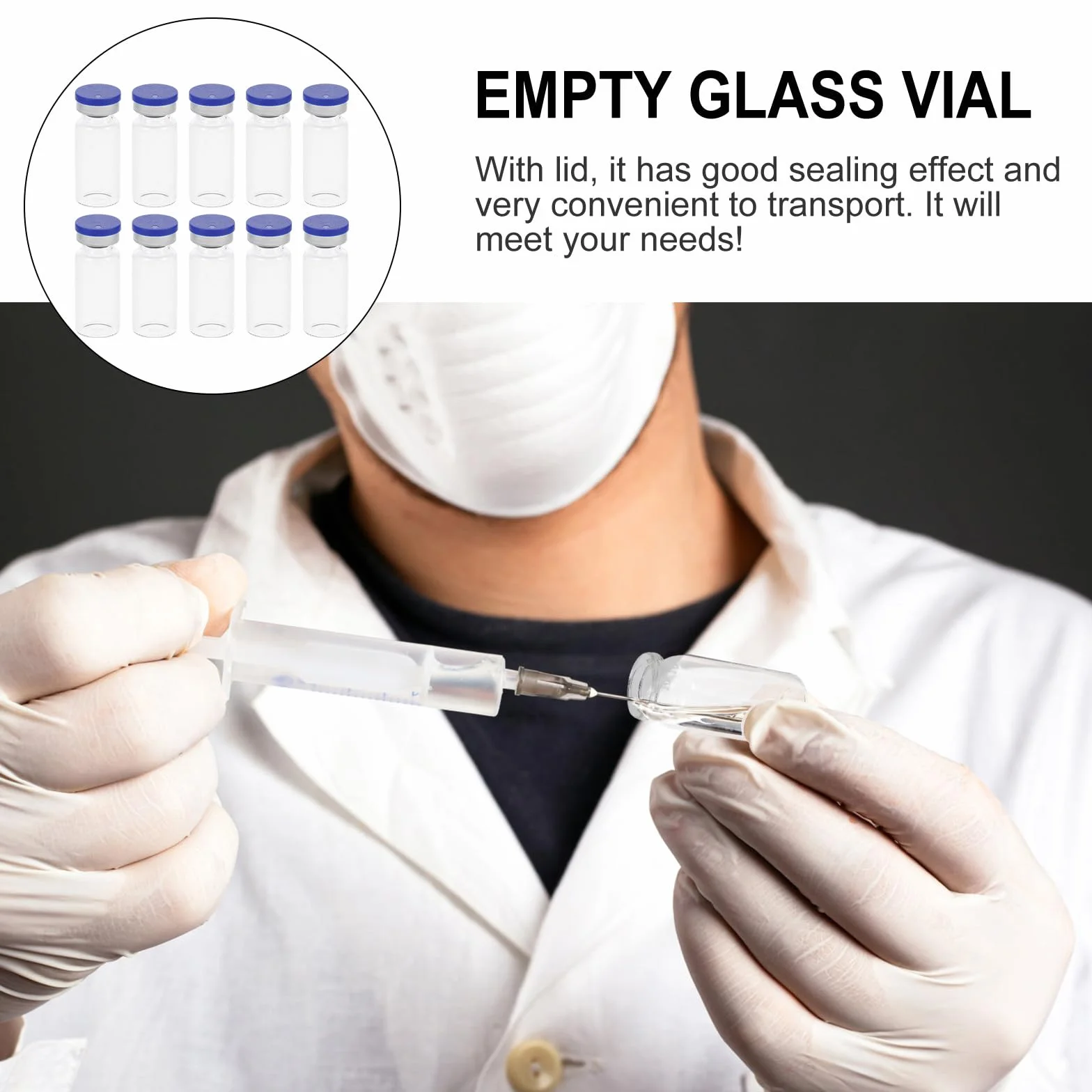 Cabilock Botellas Rellenables 10 ml 100 Frascos de Vidrio Transparente para Muestras y Almacenamiento