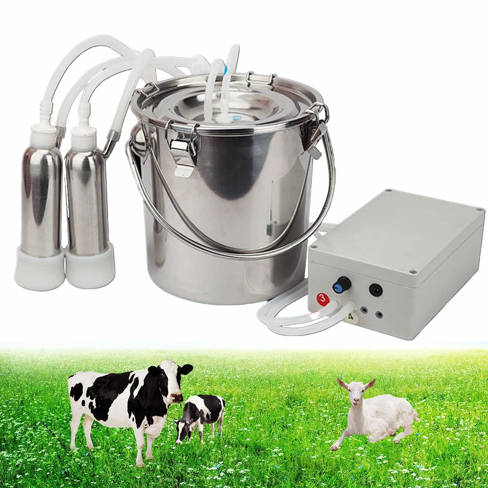 Máquina de Ordeño Eléctrica de Pulsación para Vacas – Bomba de Leche Portátil con Alimentación de Red para Uso Doméstico – Protege Las Ubres y Mejora la Eficiencia del Ordeño,14L