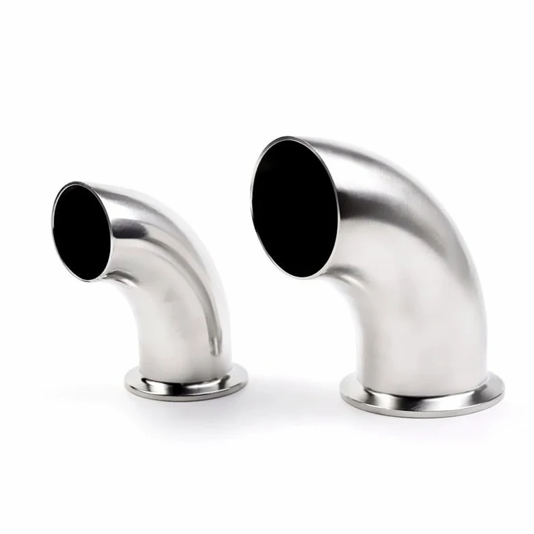 Tri Abrazadera de Soldadura de Extremo SS304 de Acero Inoxidable instalación de tuberías sanitarias con Codo de 90 Grados | 102mm x ferrule 119