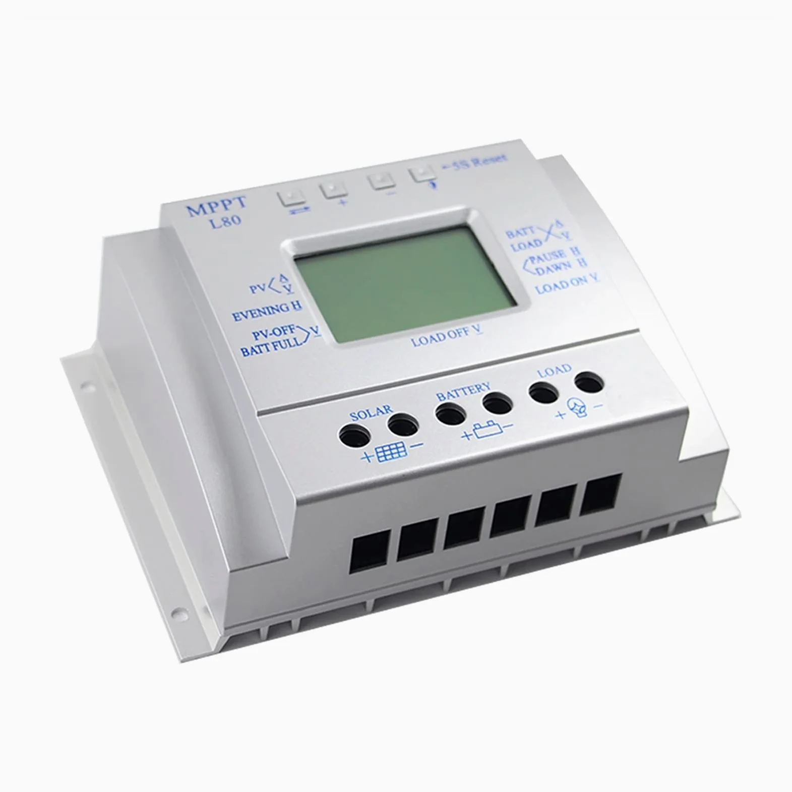 Controlador de carga solar, 8 0A MPPT Controlador de carga solar 1 2V 24V Regulador 80A for una entrada máxima 48V con control luz y temporizador USB
