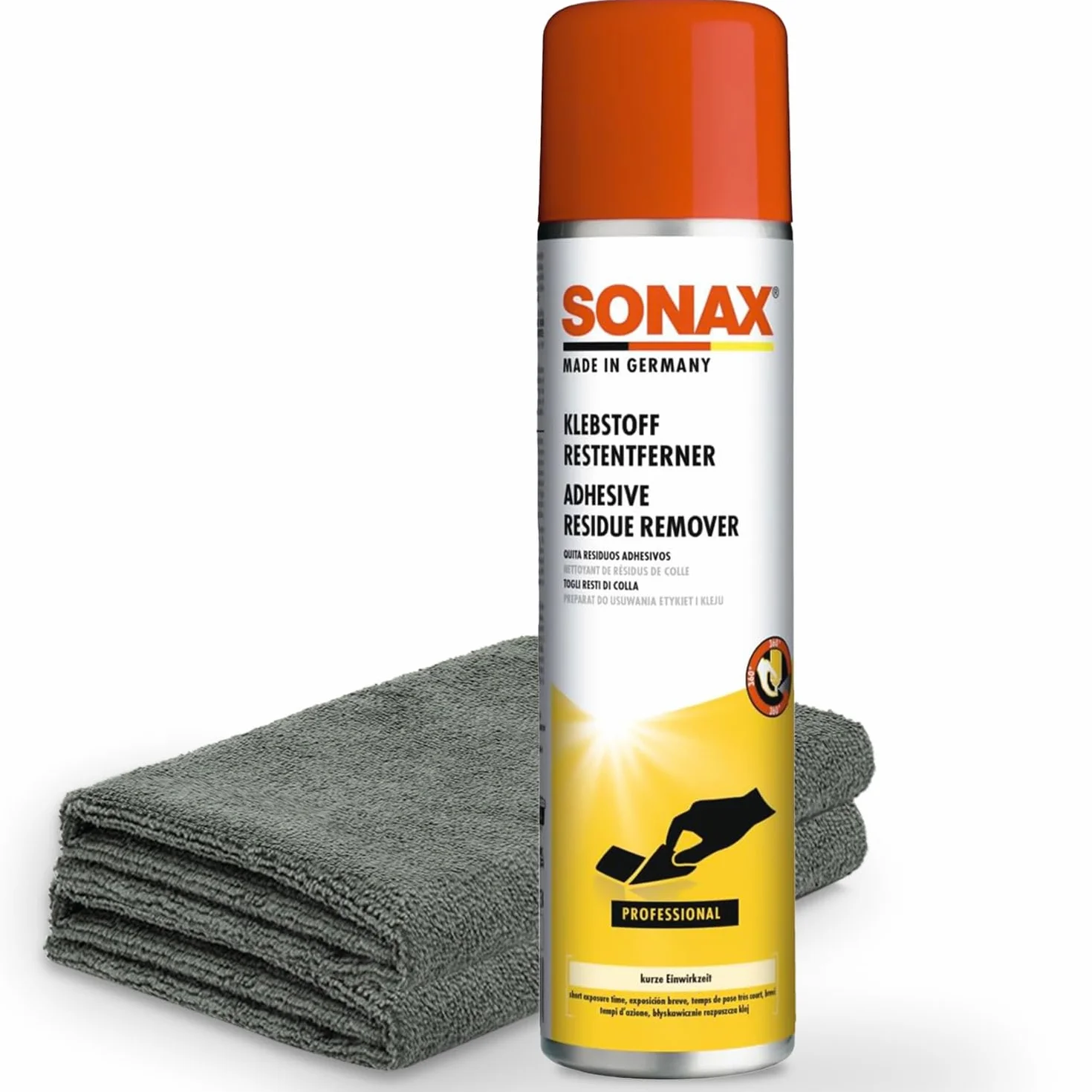 Sonax Eliminador de pegamento 0,4 L + 2 paños microfibra Edgeless 40x40 cm 380 g/m²