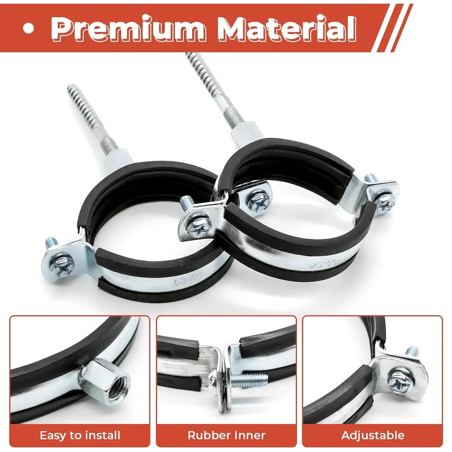 Abrazadera de soporte tubo ajustable, anillo dividido, abrazadera, suspensión 15-166mm, 6 uds., montaje en techo pared con tornillo expansión(125 130mm)