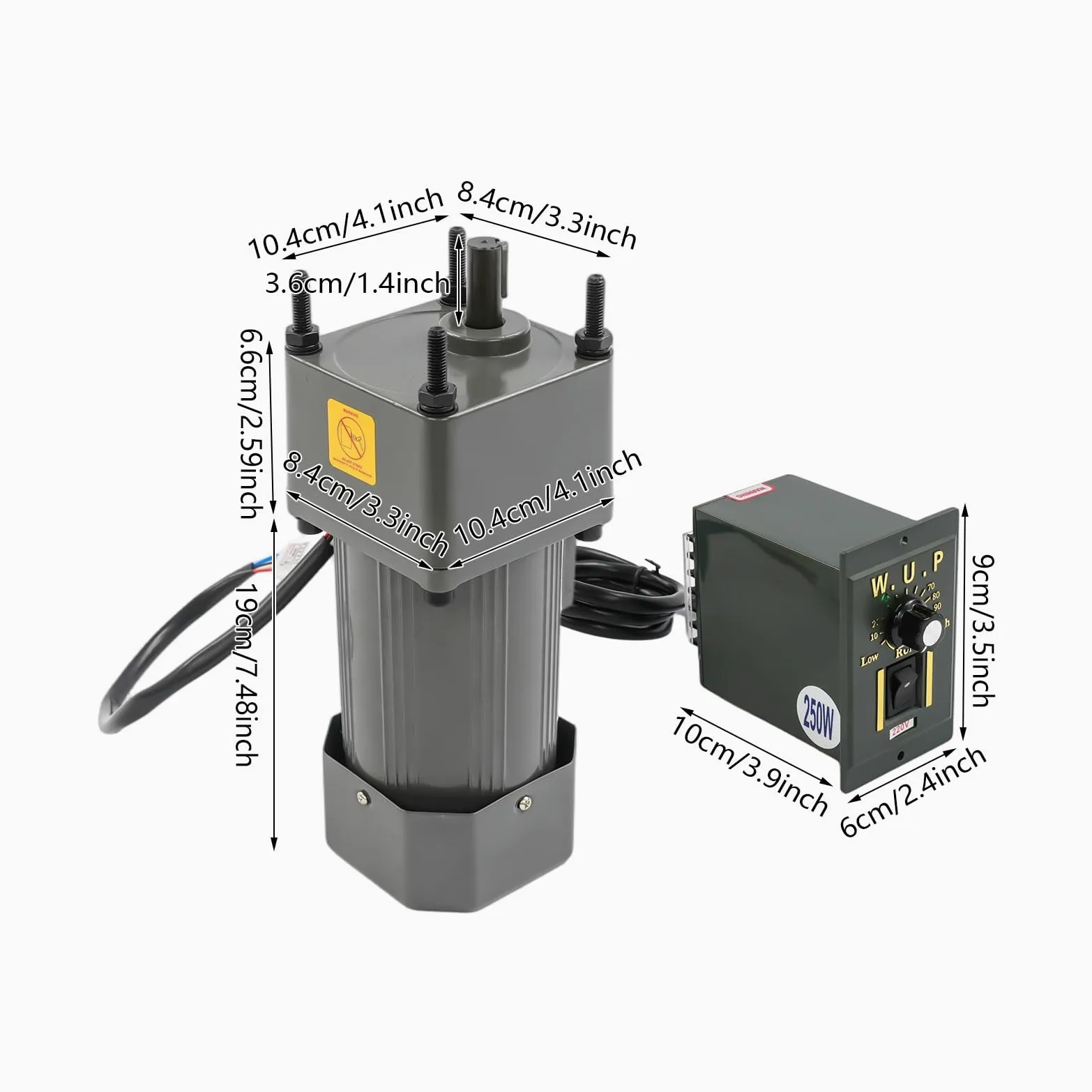 Motor de engranaje de 220 V, 10 K 250 W, motor de engranaje helicoidal con reductor y regulador de velocidad, 135 rpm, velocidad ajustable, 60 dB y 40 uF, motor eléctrico para máquinas de cría de