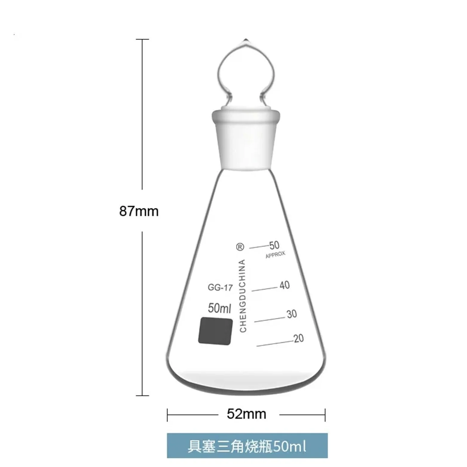 Matraz Erlenmeyer de Vidrio con Tapón Matraz Erlenmeyer con Tapón de Vidrio Matraz Erlenmeyer de Vidrio Borosilicato 50-1000ml(1000ml)