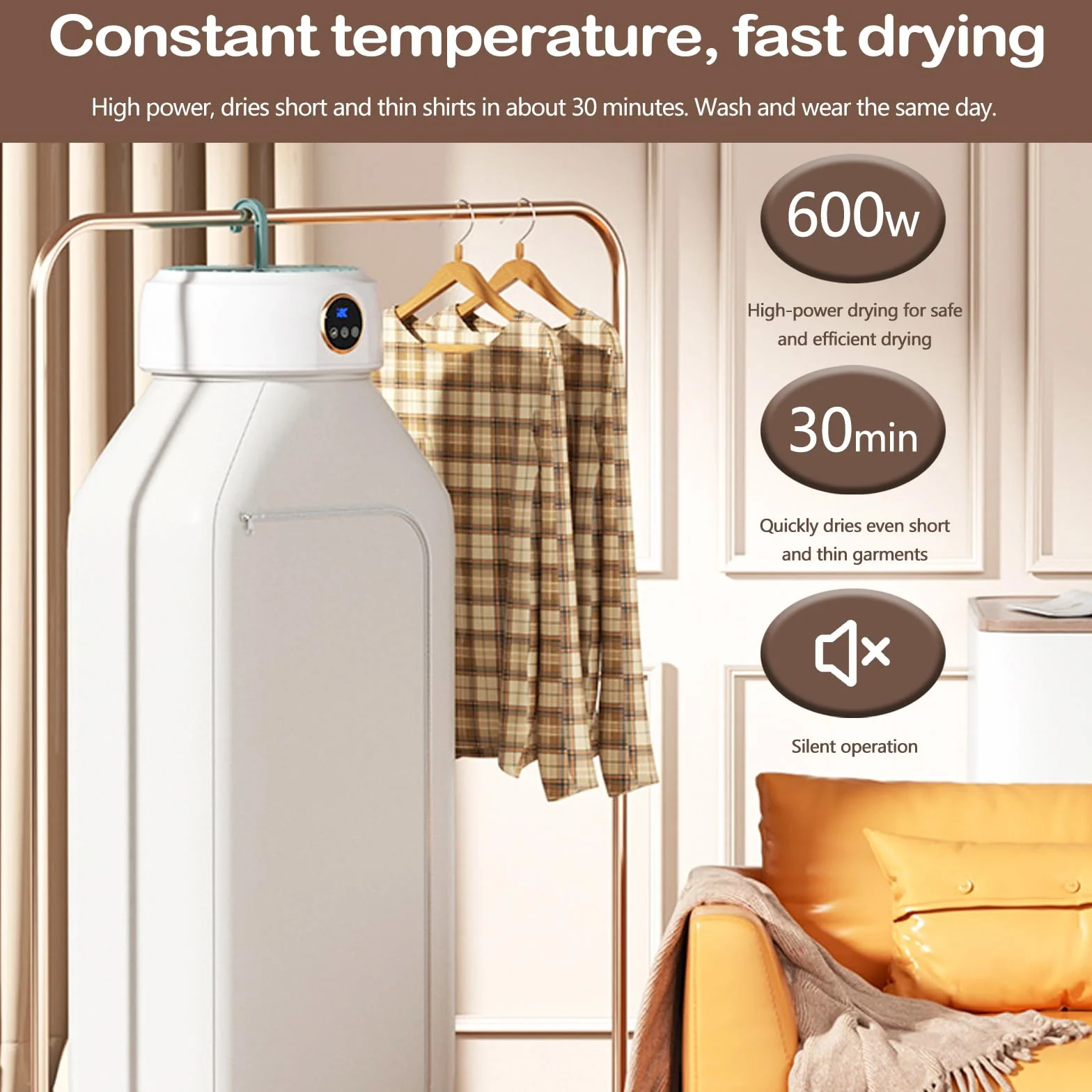 Secadora De Ropa Portátil, Mini Secadora Plegable Bombas De Calor Con Temporizador 1-8h