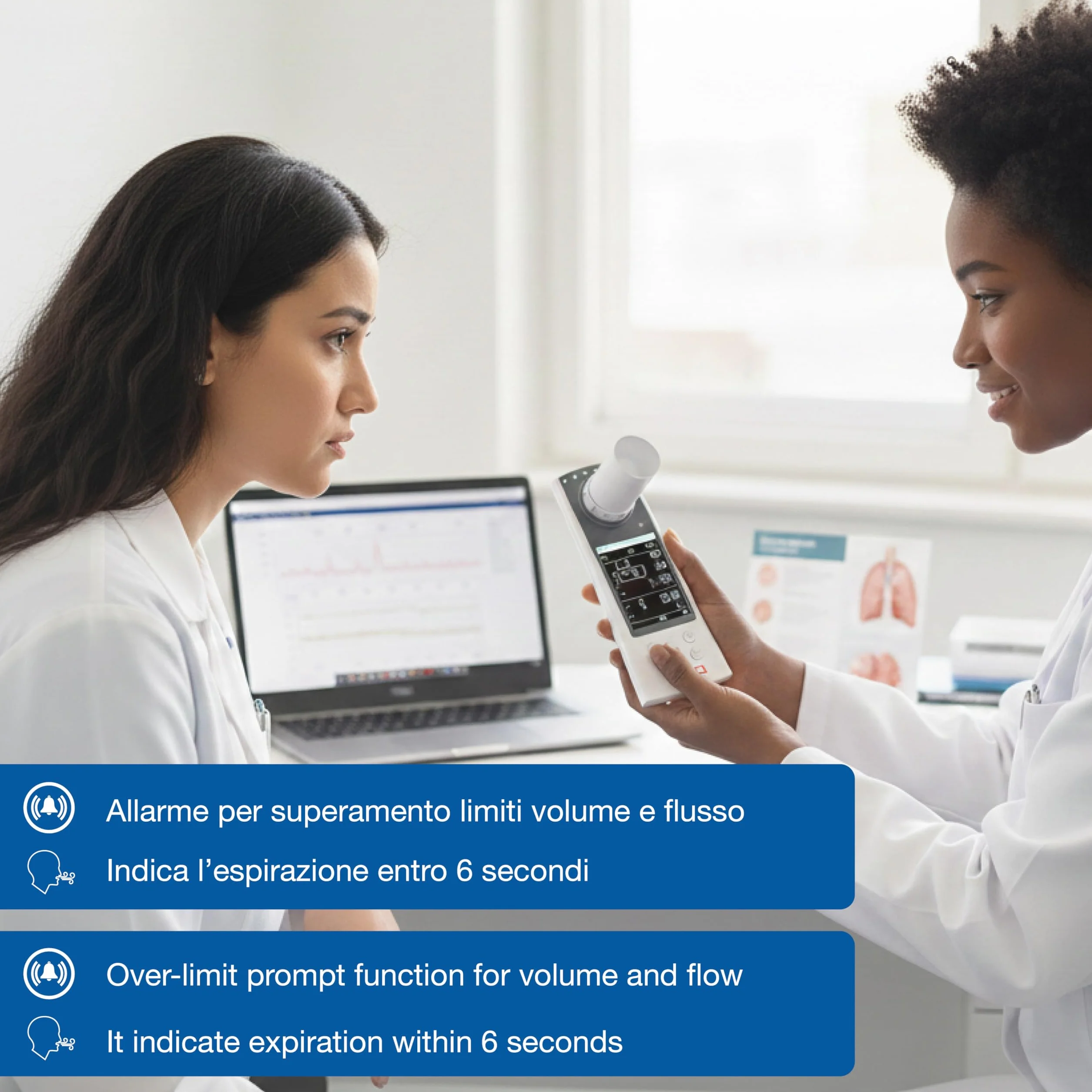 GIMA SP80B Espirómetro pequeño y portátil para la función pulmonar, 33551