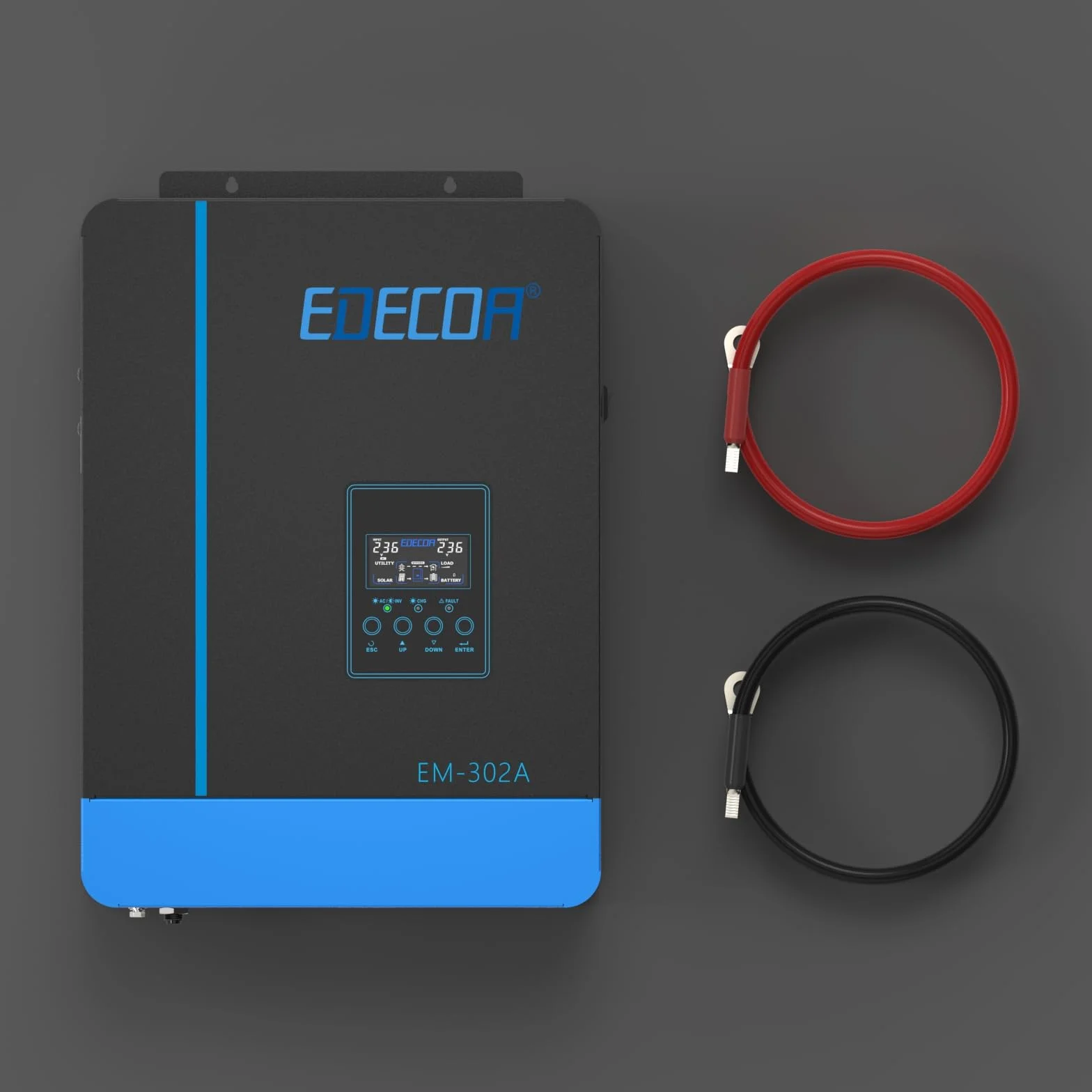 EDECOA Inversor Hibrido 24v 3000w 220v 230v 3.2KVA/3000W Cargador Solar MPPT 80A Pure Sine (Off-Grid) con Cargador de Bateria, prioridad de Red, Regulador de Carga Solar