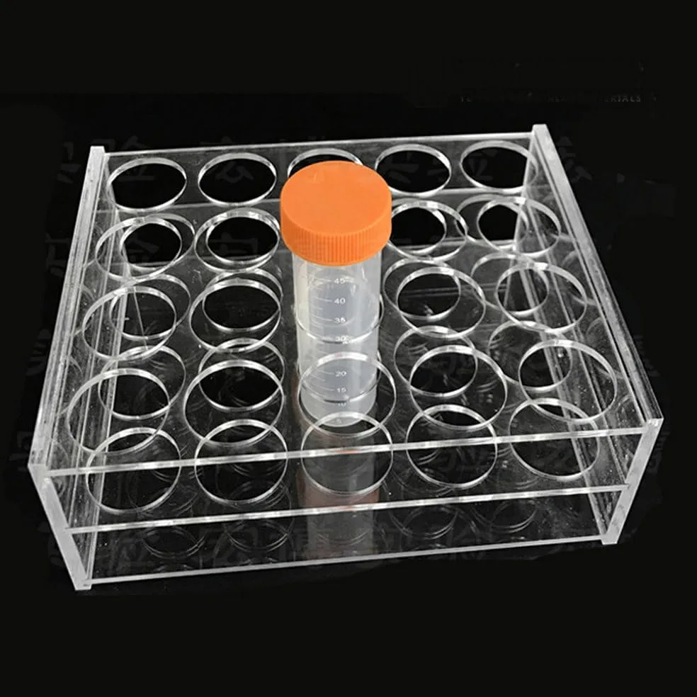 Gradilla de tubos de centrífuga de vidrio transparente for tubos de 50 ml, 100 ml y 250 ml: solución duradera de almacenamiento de laboratorio de PMMA(100ml 8holes)