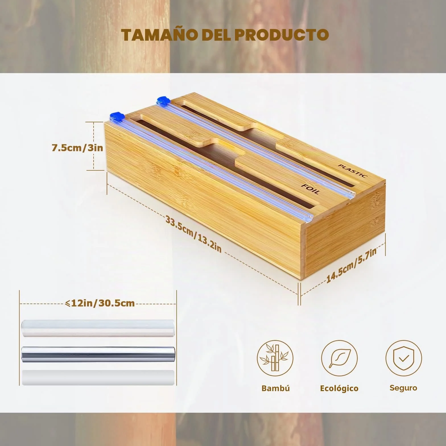Dispensador de láminas de Papel Film y Aluminio 2 en 1 para cocina y restaurante