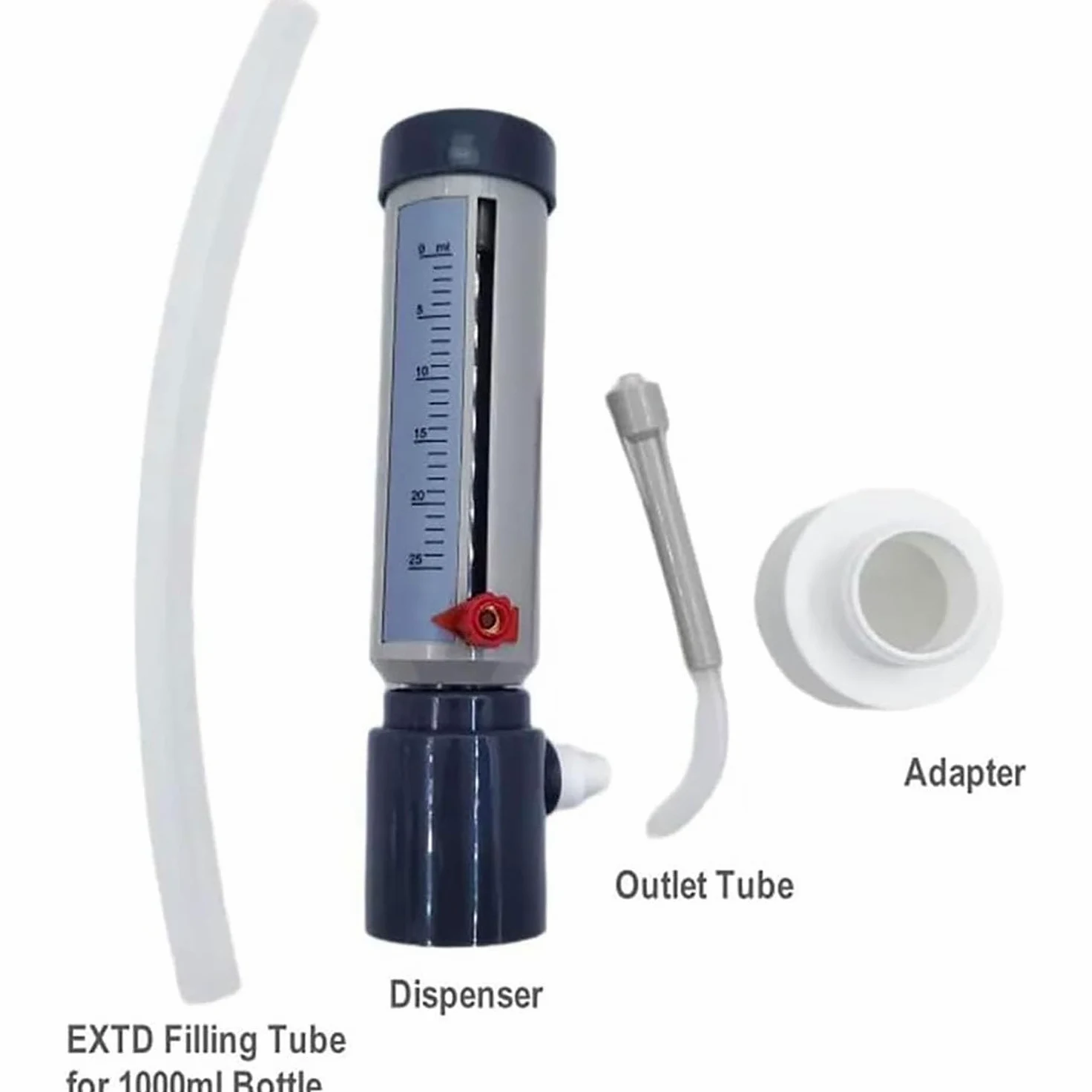 Dispensador superior de botella, dispensador de laboratorio de plástico de 1000 ml, graduación mínima de 1 ml, dispensación eficiente para soluciones acuosas y muestras bioquímicas