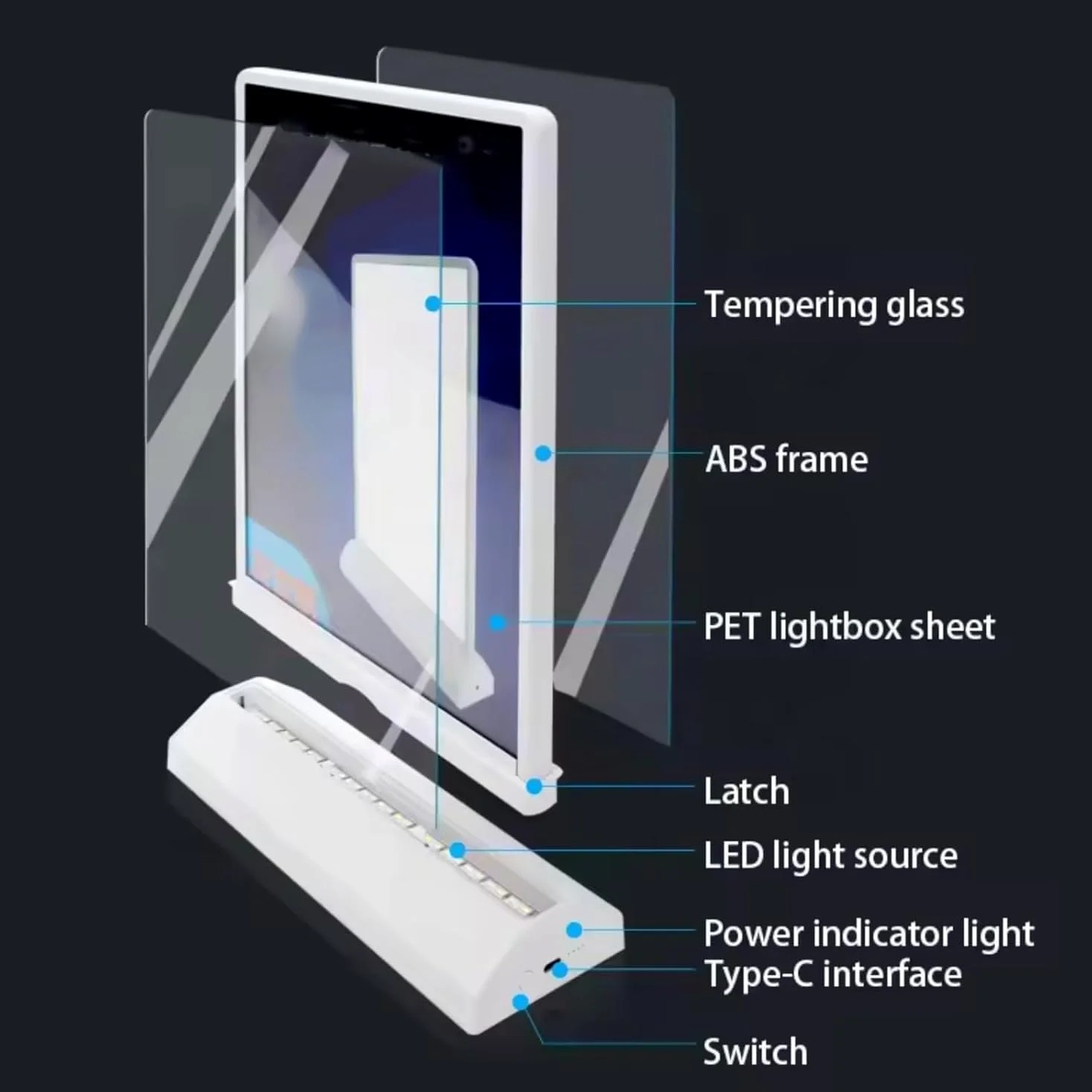 Caja de luz LED, marco de exhibición publicitaria, tablero de menús LED, soporte de mesa, soporte de póster iluminado, mostrador de barra de menú