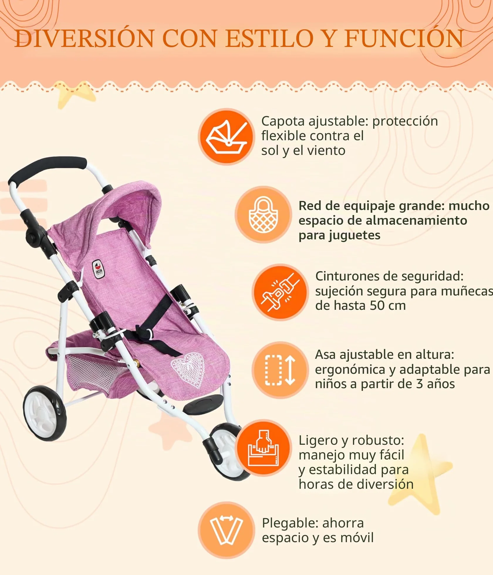 Bayer Chic 2000 Cochecito de muñecas Lola joggy rosa