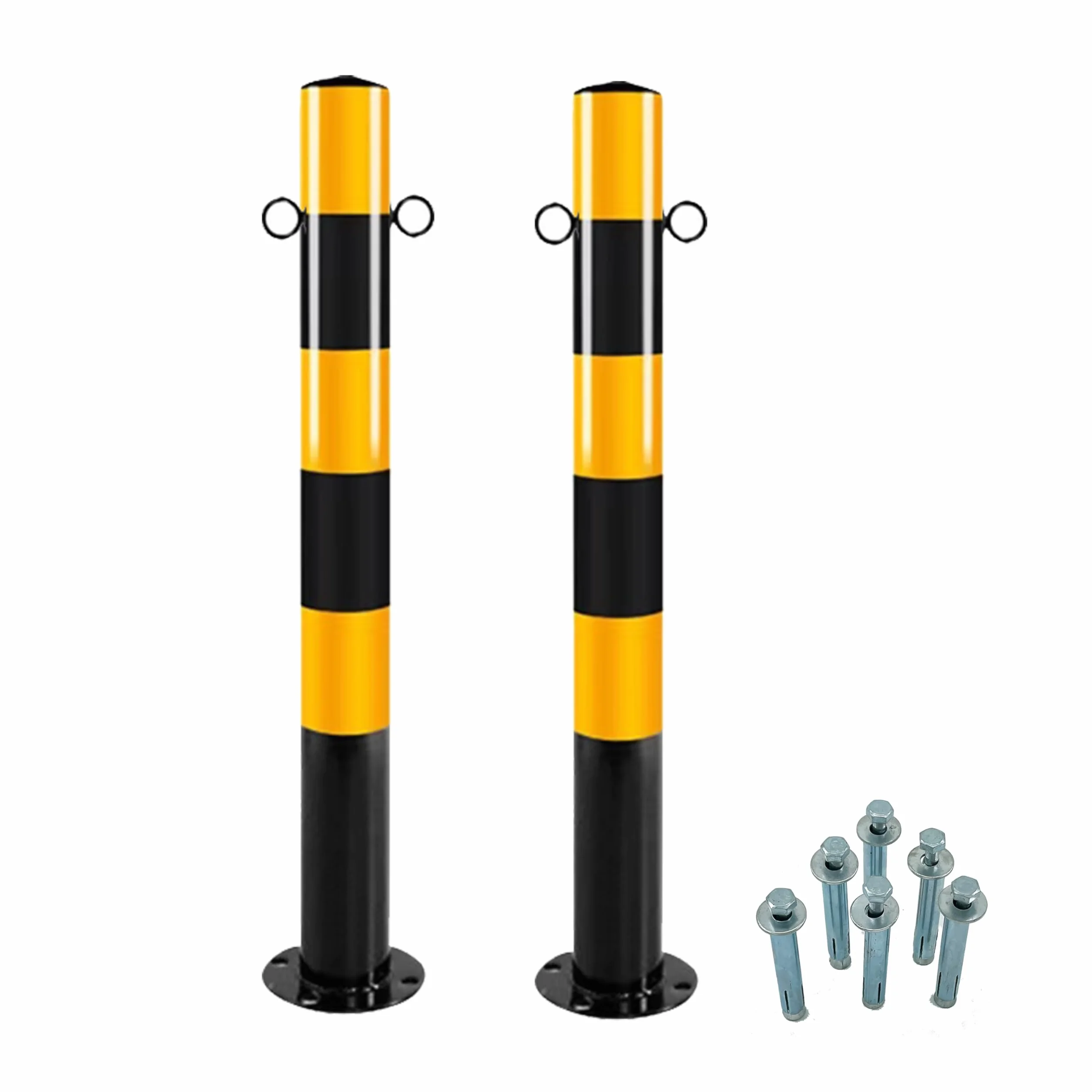 Postes de Seguridad para Tráfico, Negro y Amarillo, Set de 2