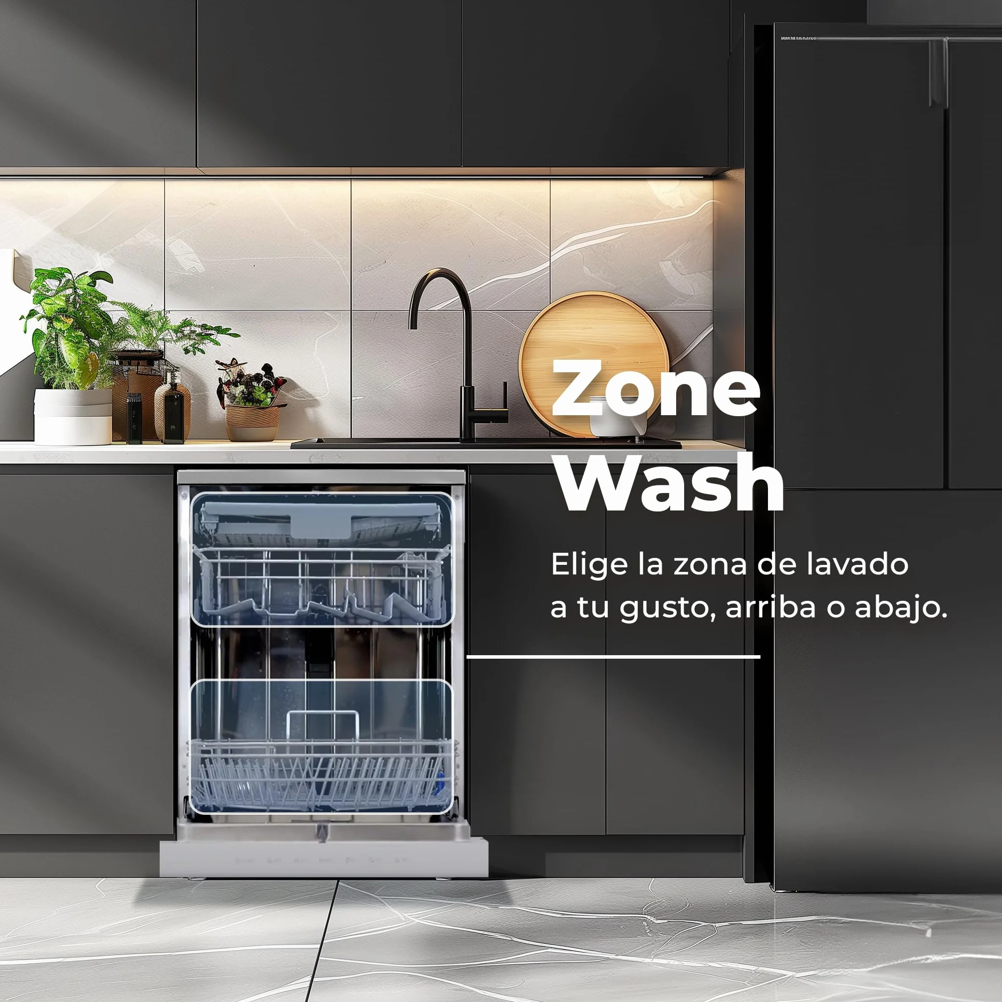 EVVO Lavavajillas 60cm 14 Cubiertos Eficiencia C Programa Media Carga Sensor Inteligente ECO 8 Programas Bandeja Ajustable Inox D3X