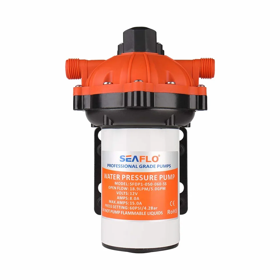 SEAFLO bomba de diafragma serie 55 - 12V CC, 5.5 GPM, 60 PSI con INTERRUPTOR DE PRESIÓN DE TRABAJO PESADO