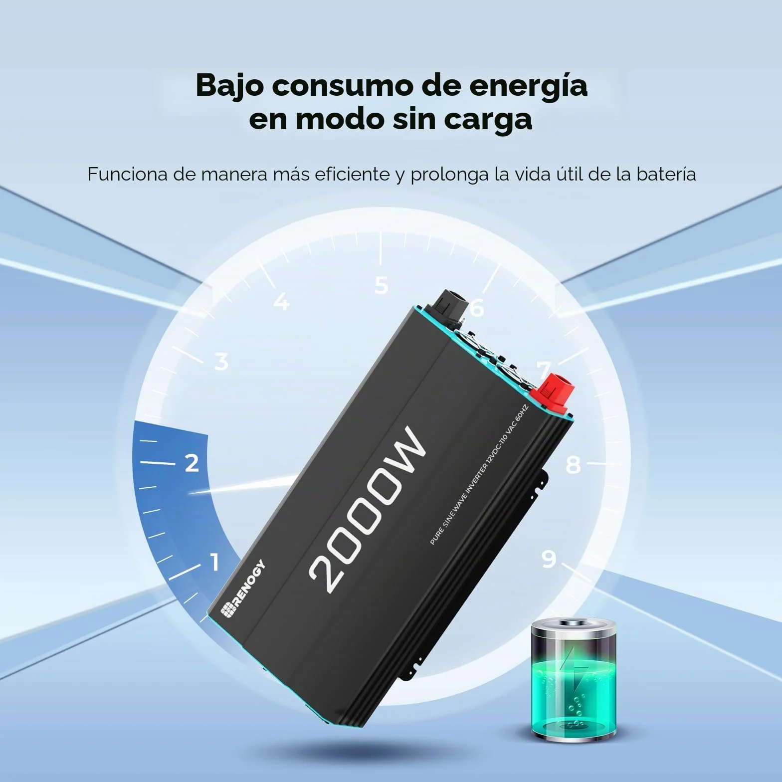 Renogy Inversor 12V 220V Onda Pura 2000W/4000W Convertidor DC AC con Mando a Distancia 2 Tomas UE
