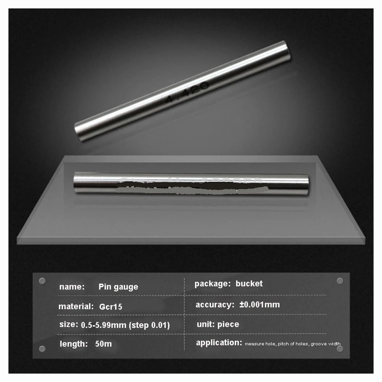 Juego de Calibradores de Pasadores 98 piezas/caja 0,30-10,00 mm paso 0,1 mm calibre de pasador de acero calibre de pasador calibre liso herramienta de medición de pasador