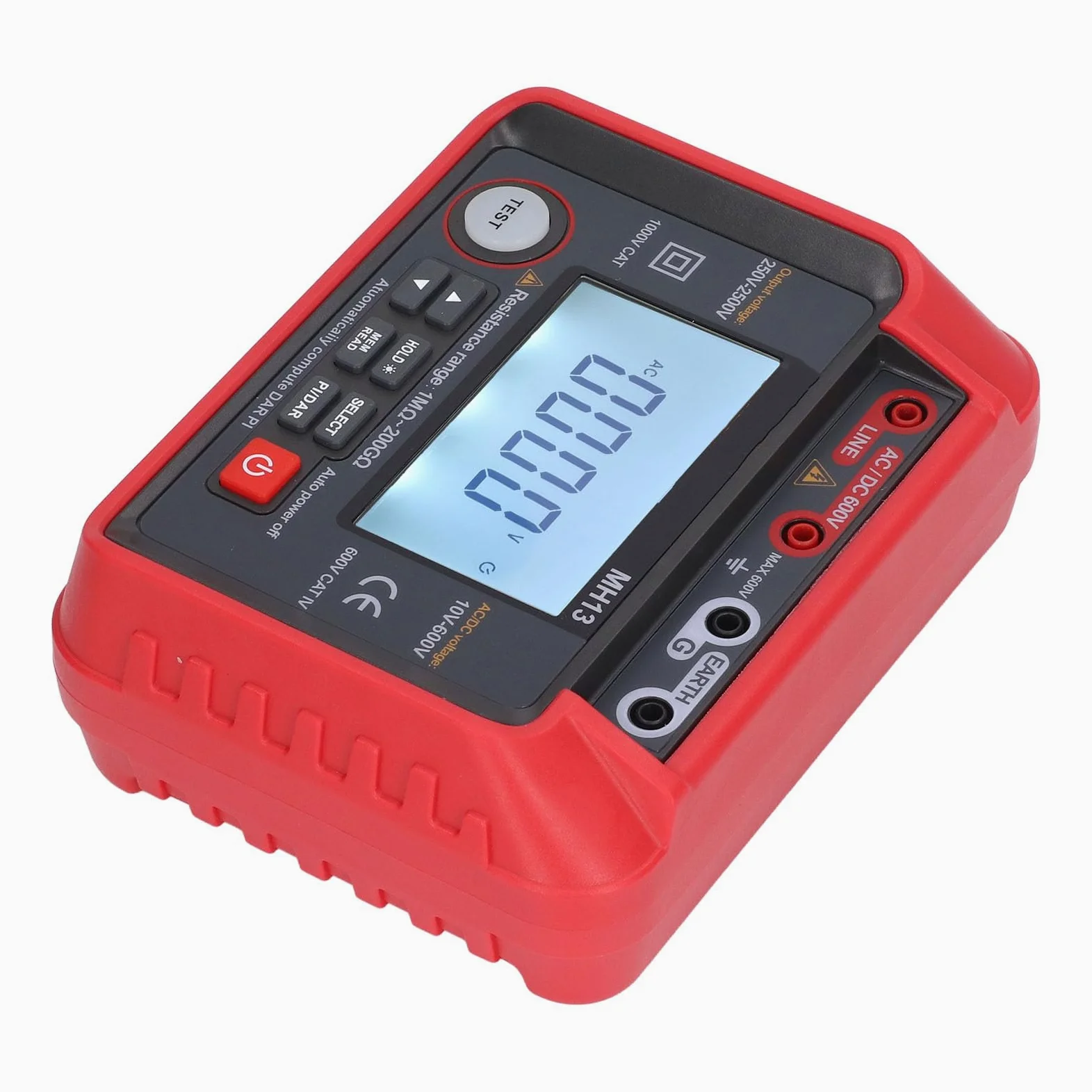 Herramienta de prueba eléctrica portátil - Probador digital de ohmios para pruebas de descarga - Medidor de resistencia de aislamiento y megóhmetro para medición de voltaje CA y