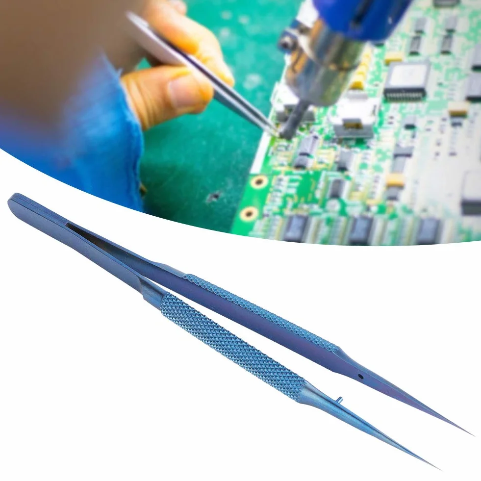 Fafeicy Pinzas de Precisión Aleación de Titanio 5,5 Pulgadas Antiestáticas Punta Ultrafina para Electrónica Soldadura