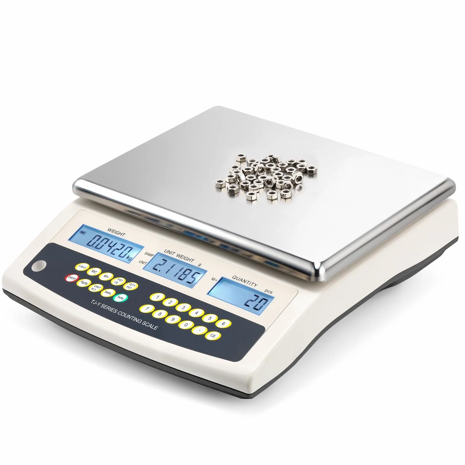 Bonvoisin Báscula Cuentapiezas Digital 30 kg x 1 g | Báscula Industrial de Alta Precisión Todo en Uno con Tara, Conteo y Alarma | Salida de Datos RS232 y Batería Recargable | Para Piezas y Monedas