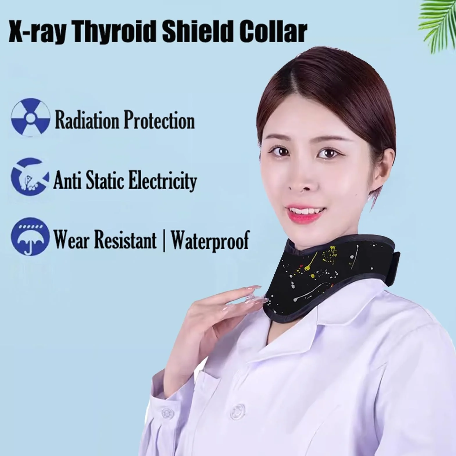 Delantal de Plomo Cubierta Protectora para Tiroides 0,5 mmPb Negro