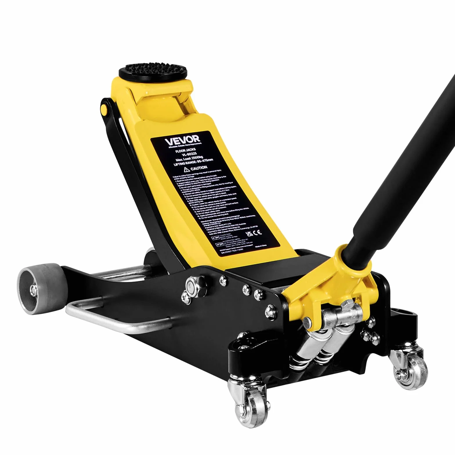 VEVOR Gato Hidráulico de Perfil Bajo Capacidad de 2,5 T, Gato de Acero para Coches, Bomba de Elevación Rápida de Pistón Doble, Rango de Elevación de 9,5 a 47,5 cm, para Automóviles, Vehículos
