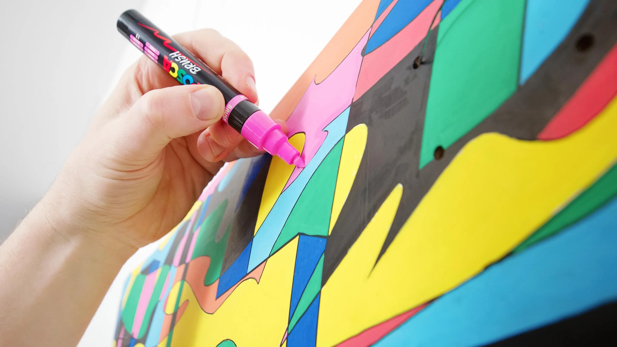 POSCA Set de rotuladores Brush Pen PC-5BR, 16 rotuladores acrílicos con punta de pincel