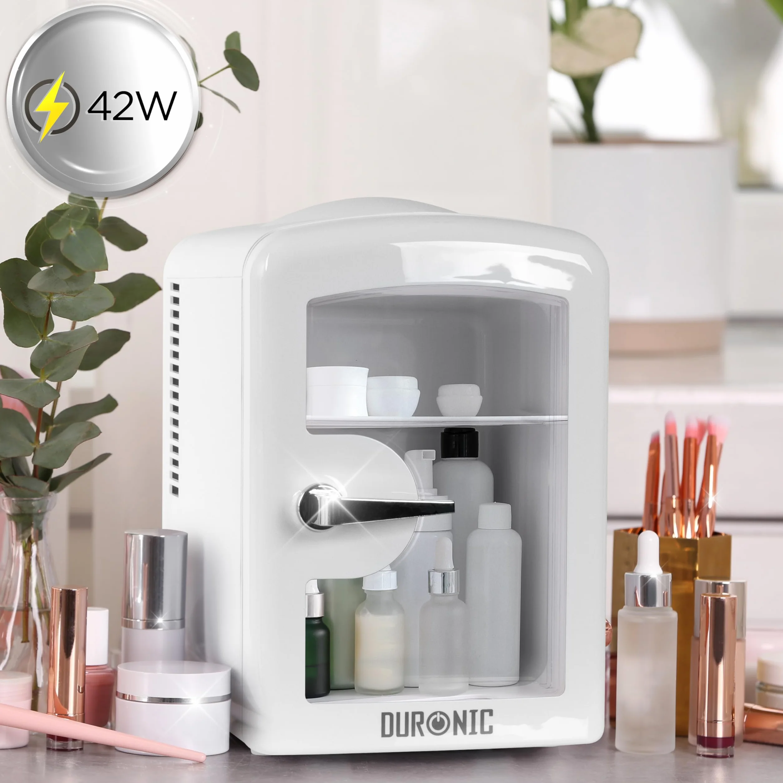 Duronic MFW4 WE Mini Enfriador Portátil 4L 42W Frío y Calor AC DC 6 Latas