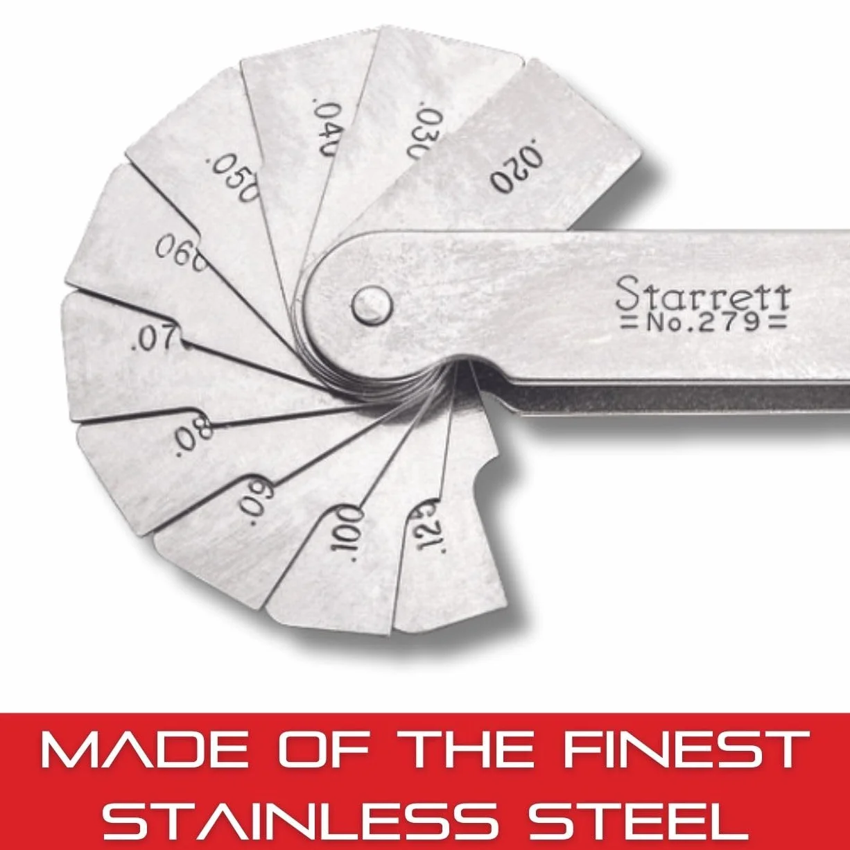 Starrett Filete de lectura calibre de radio 0,020-0,400 pulgadas 20 hojas